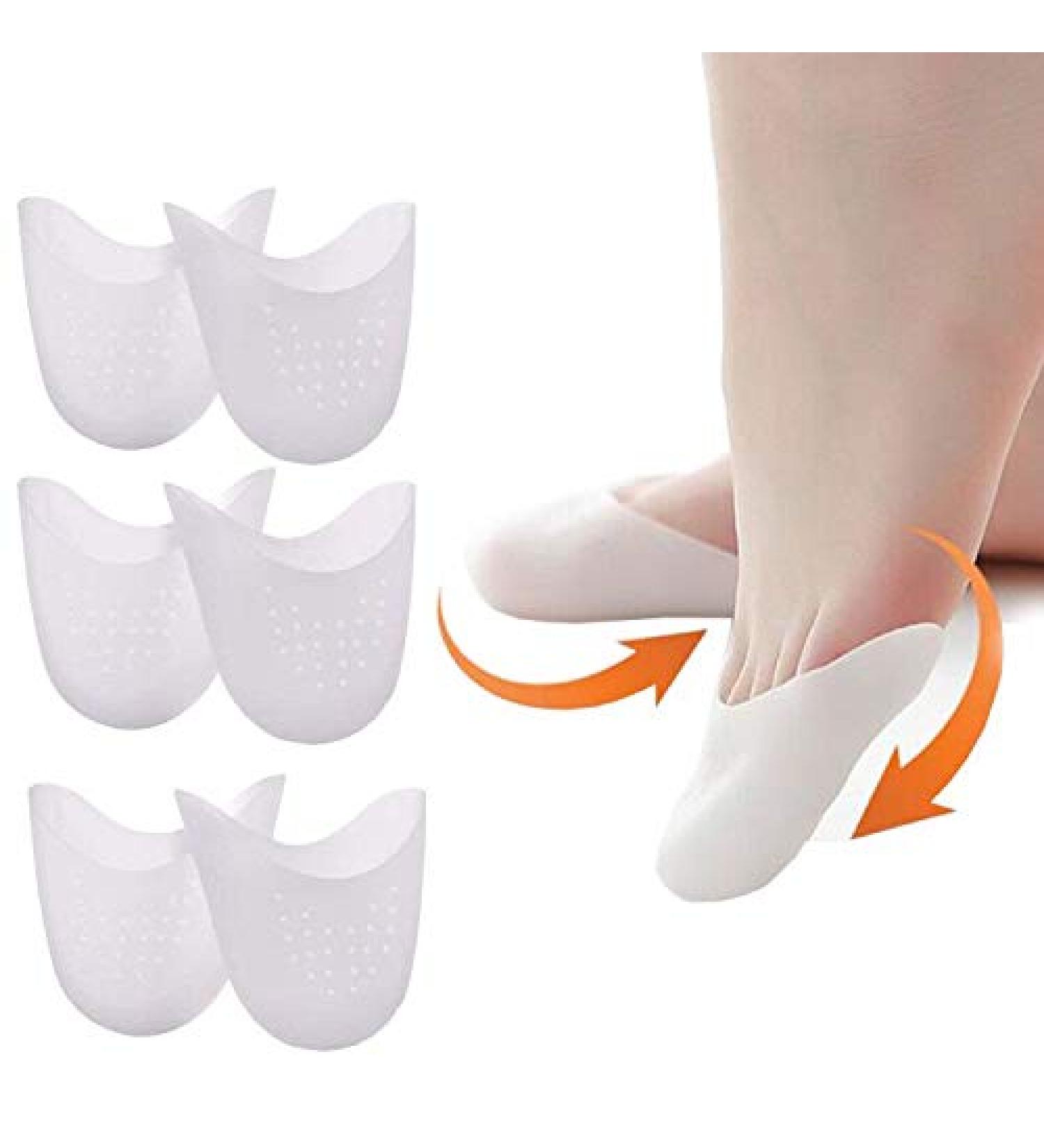 Silicone Ballet Pointe Toe Pads - 3 Pairs | Toe Cap Protector for High Heels & Ballet Shoes | Breathable White Toe Cushion Pads - Buy Online on GoSupps.com