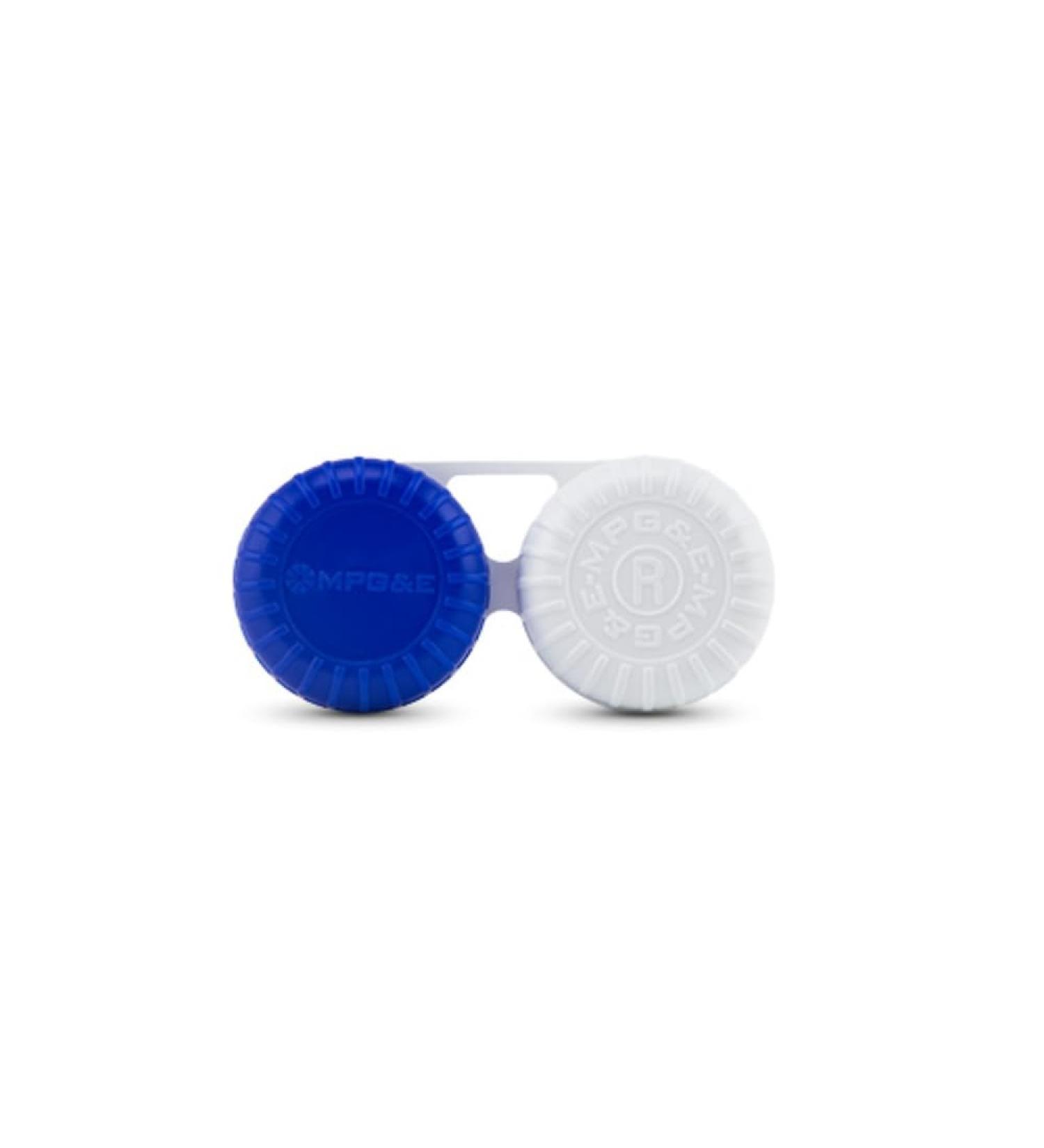 Paule & Knopf Flat contact lens container MPG&E ECCO F for soft and rigid contact lenses in blue/white