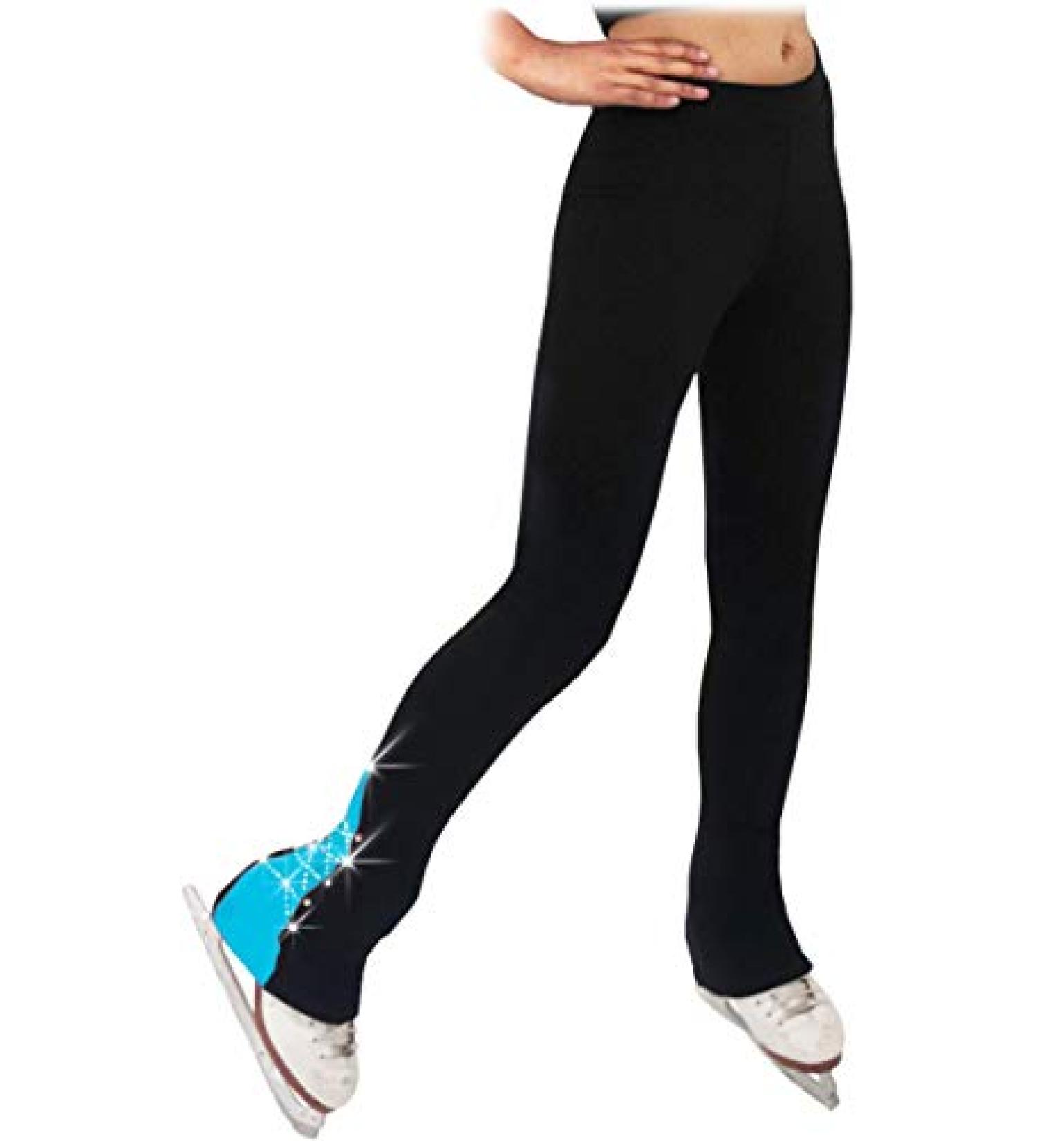 ChloeNoel PS883P Contract Elite Polartec Spiral Fleece Figure Skating Pants with Crystals Black/Bright Blue Medium