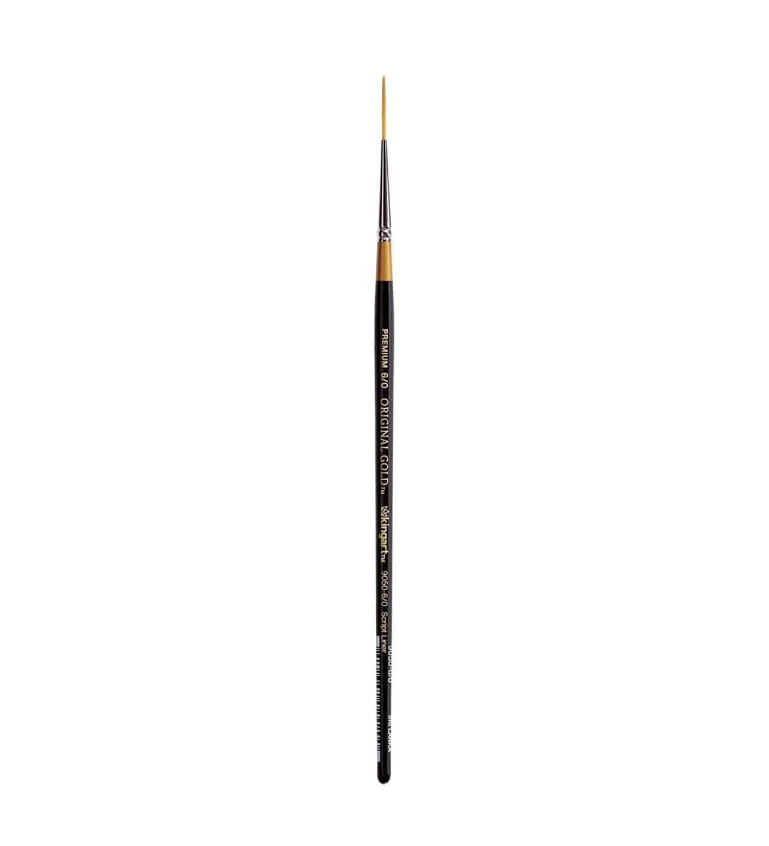 KINGART Original Gold 9050-6/0 Script Liner Series Premium Golden Taklon Multimedia Artist Brushes
