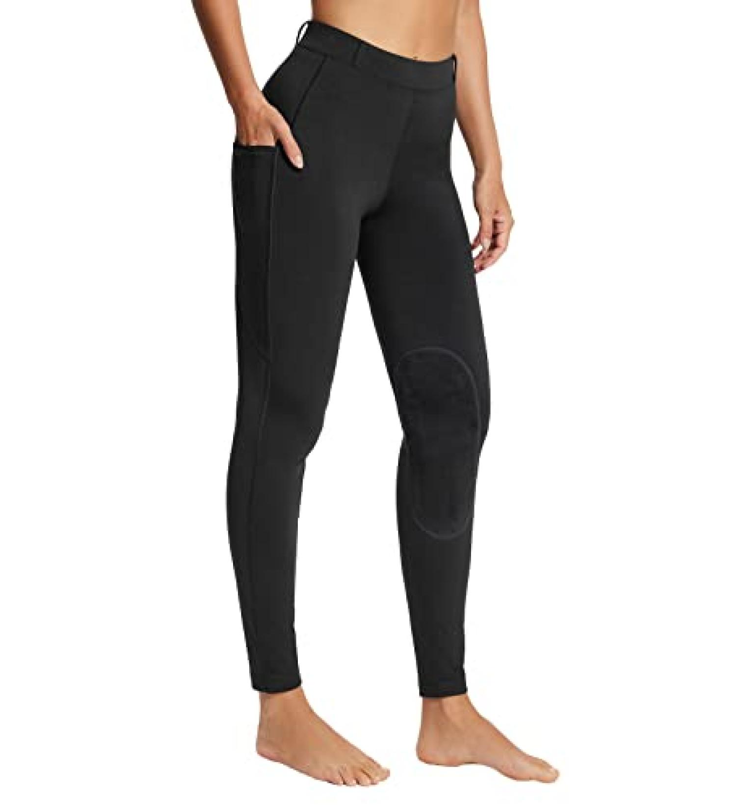 BALEAF Women's Riding Pants Equestrian Breeches Knee-Patch Tights | UPF50+ | Black - Small - Buy Online on GoSupps.com