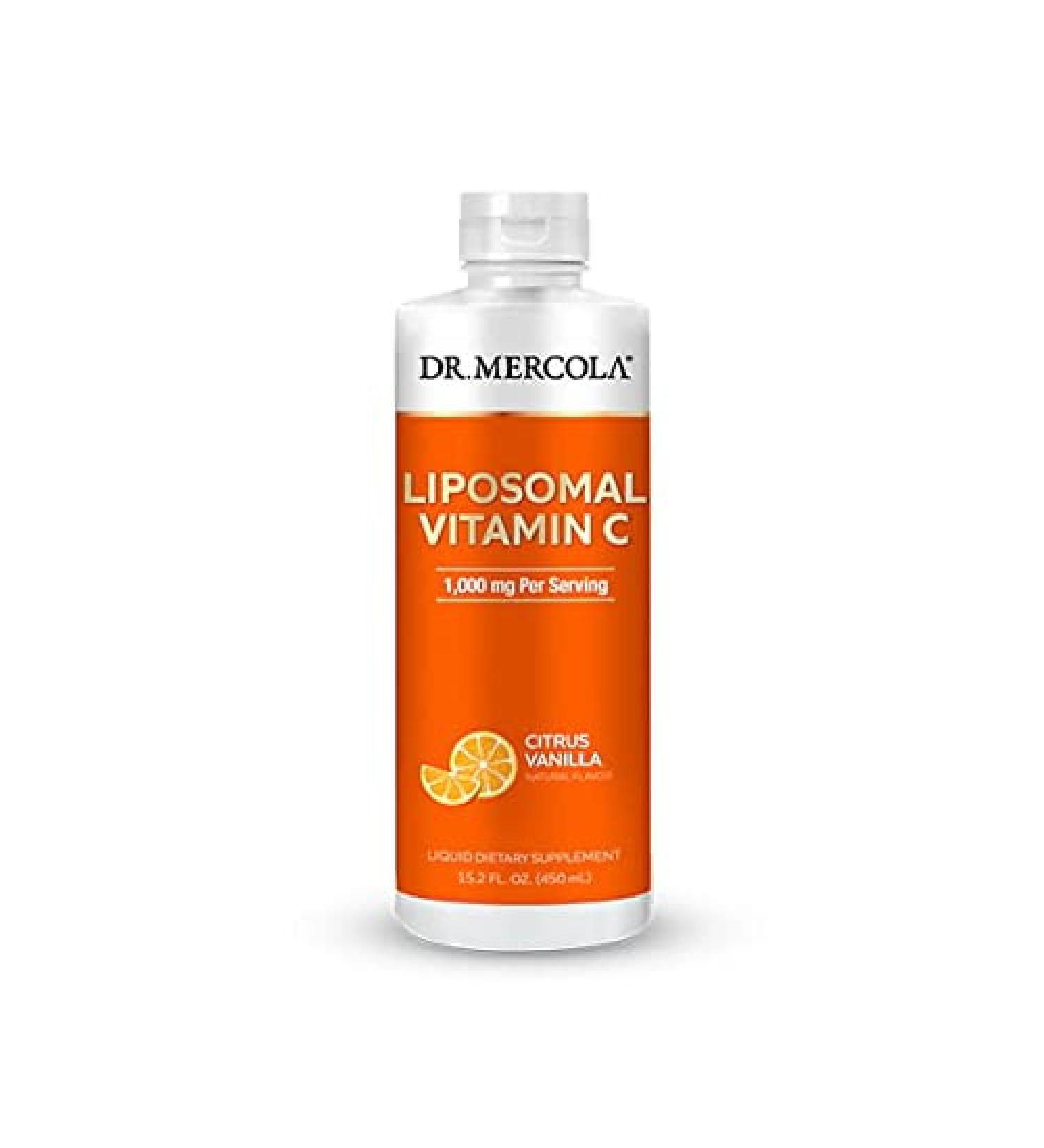 Dr. Mercola Liposomal Vitamin C 1000mg per Serving Liquid Dietary Supplement 15.2 Fl. Oz - Citrus Vanilla Flavor | Non-GMO, Gluten & Soy Free - Buy Online on GoSupps.com