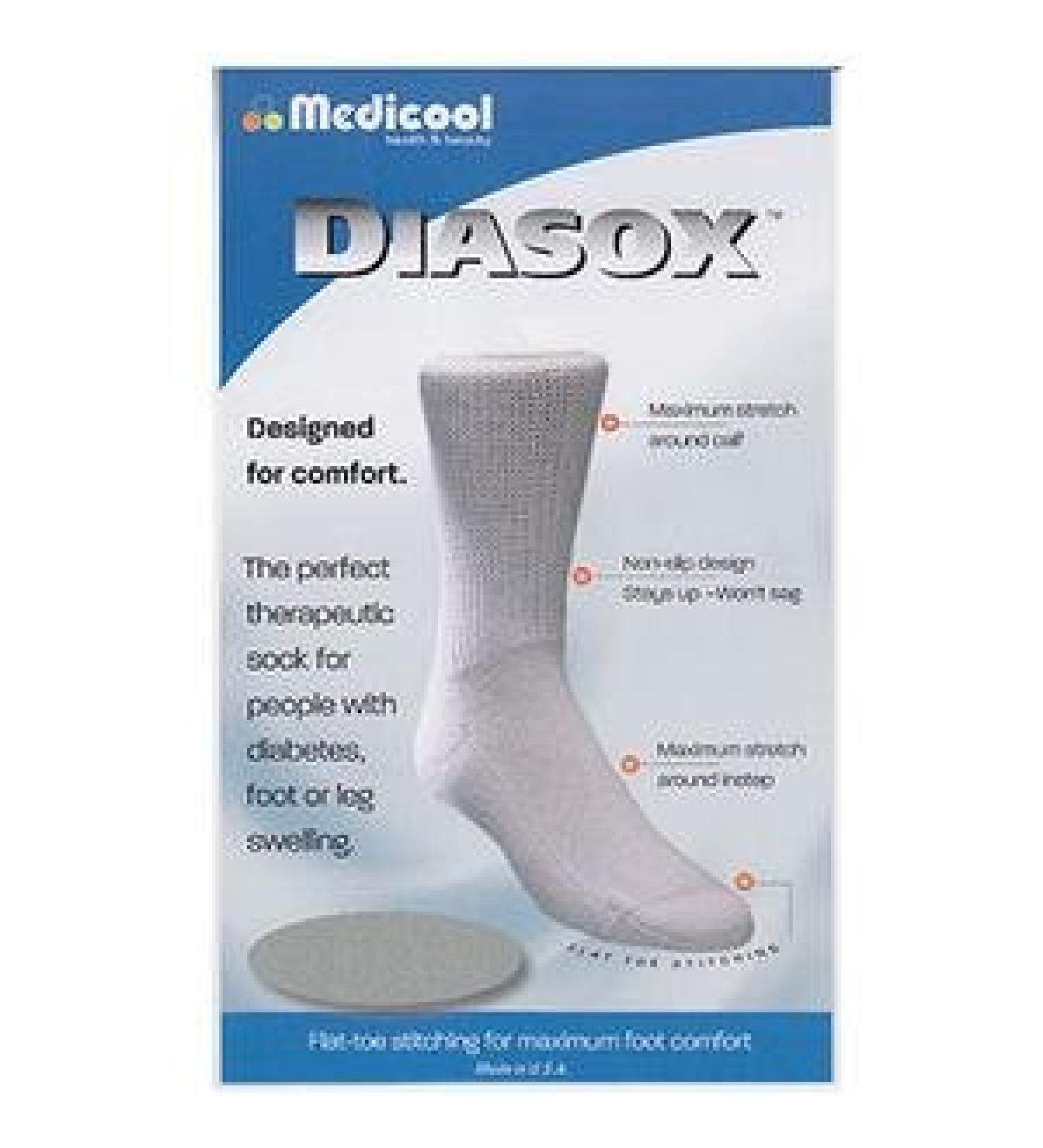 Medicool Diasox Seam-free Diabetes Socks Medium White Flat-stitch Toe Unisex (1 Pair)