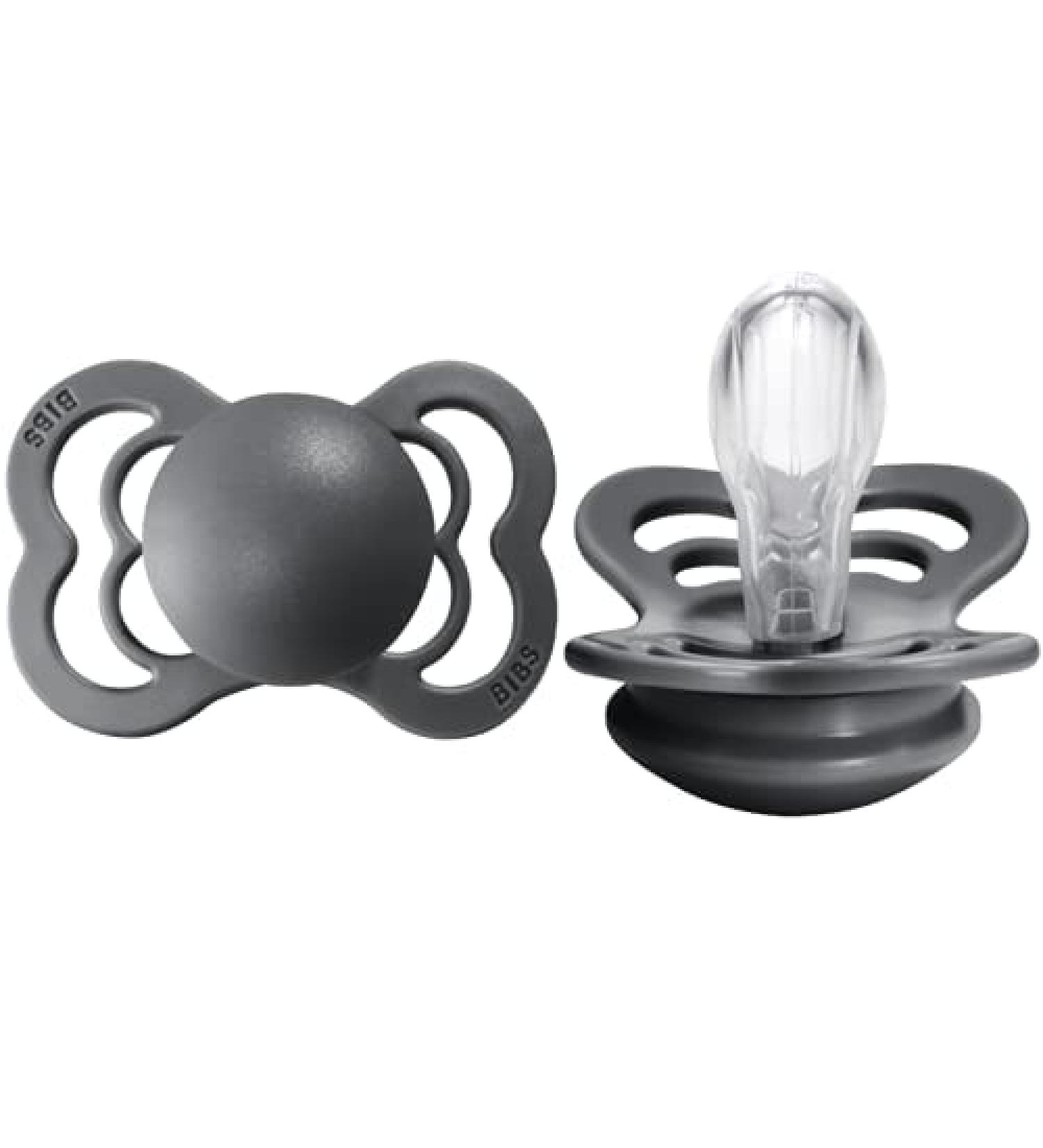 BIBS Supreme Collection Baby Pacifiers - Iron | Set of 2 | BPA-Free | Made in Denmark | Size 0-6 Months - Buy Online on GoSupps.com