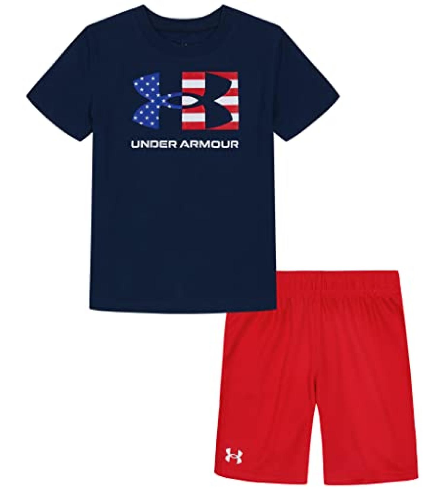 Under Armour Boys Outdoor Set, Cohesive Pants & Top Tshirt And Shorts Set, Academy Icon Flag, 18 Months US