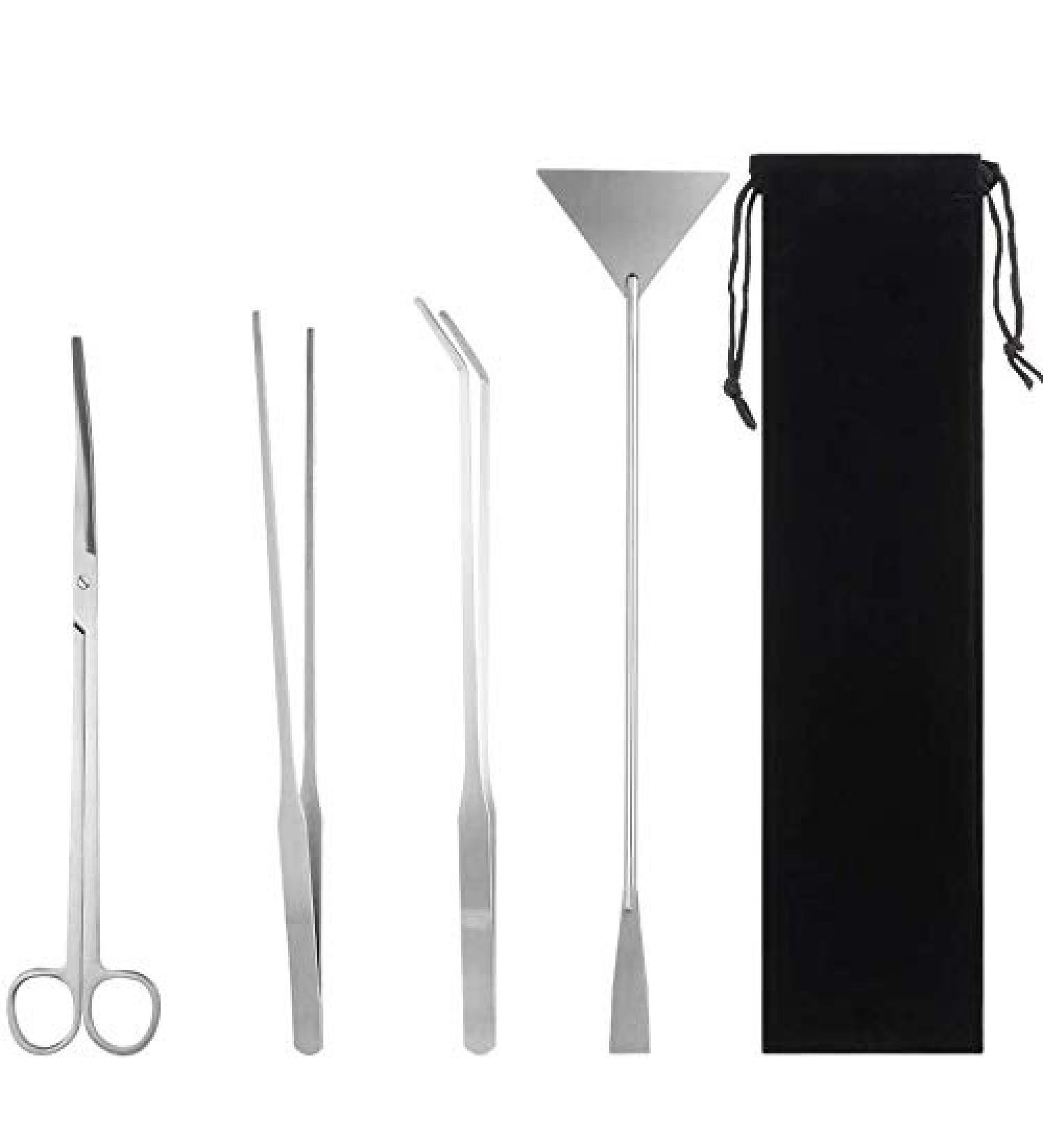 miuse Aquarium Scissor Tweezers Spatula Tool - 4 in 1 Stainless Steel Aquatic Plants Aquascaping Tools Set for Fish Starter Kits & Aquariums Tank - Buy Online on GoSupps.com