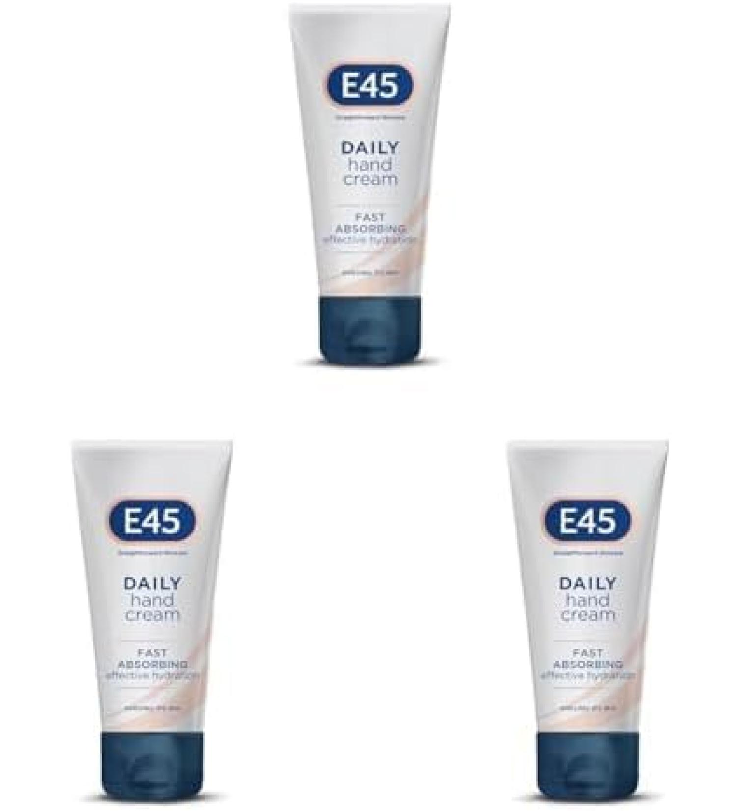 E45 Daily Hand Cream 50 ml E45 Hand Cream for Very Dry Hands - Hand Moisturiser for Dry Skin and Sensitive Skin - Non-Greasy Hand Repair Cream for Soft and Supple Hands - Fast Absorption Formula - Buy Online on GoSupps.com