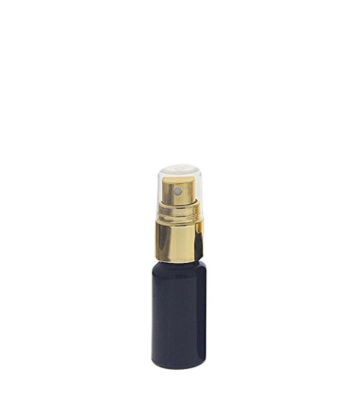 Violet glass spray bottle highly light-protective Miron glass bottle with gold. Pump atomizer Kosmetex bottle 10 ml