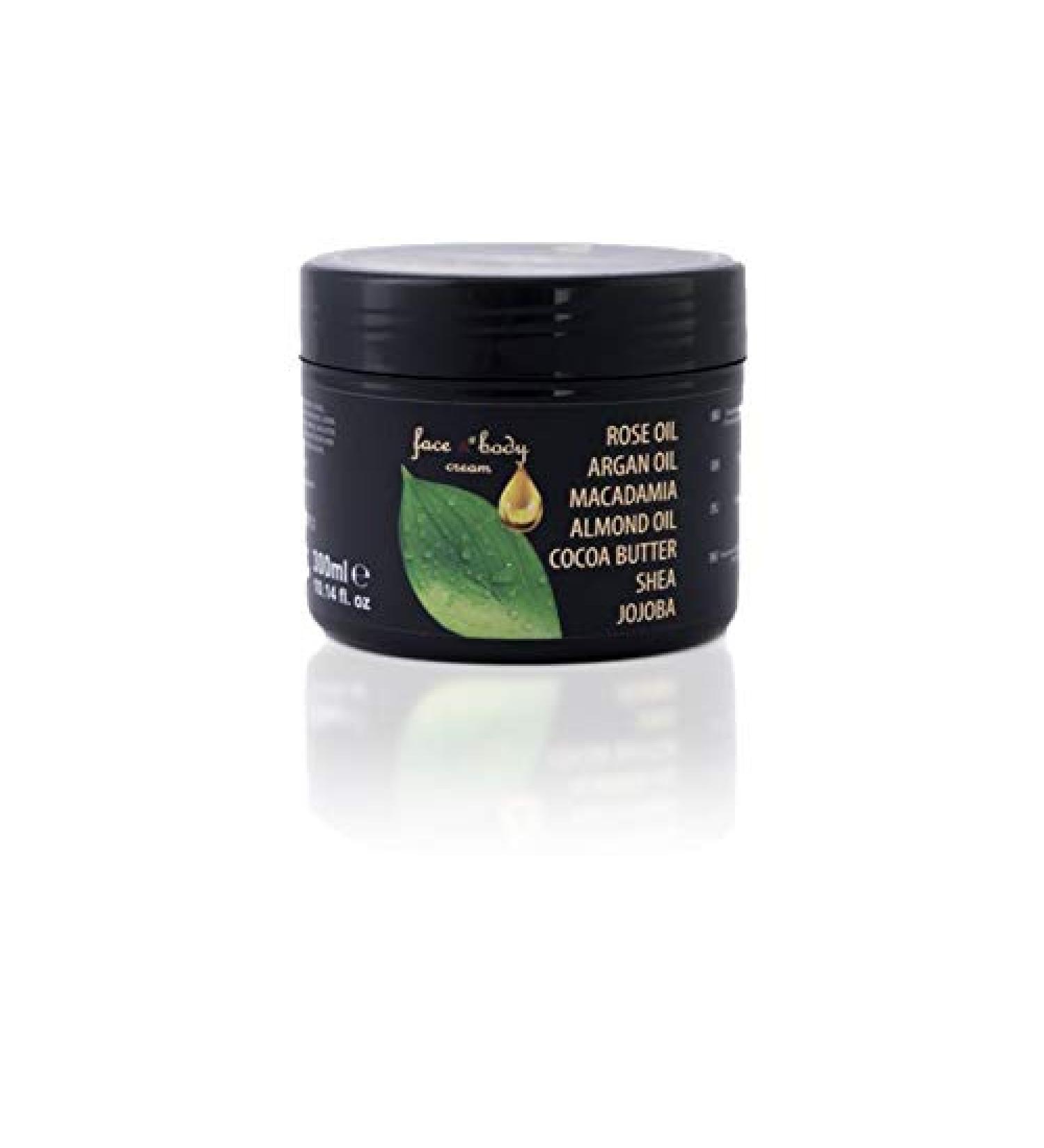 Face and body cream with rose oil, argan, mandel, jojoba and macadamia
