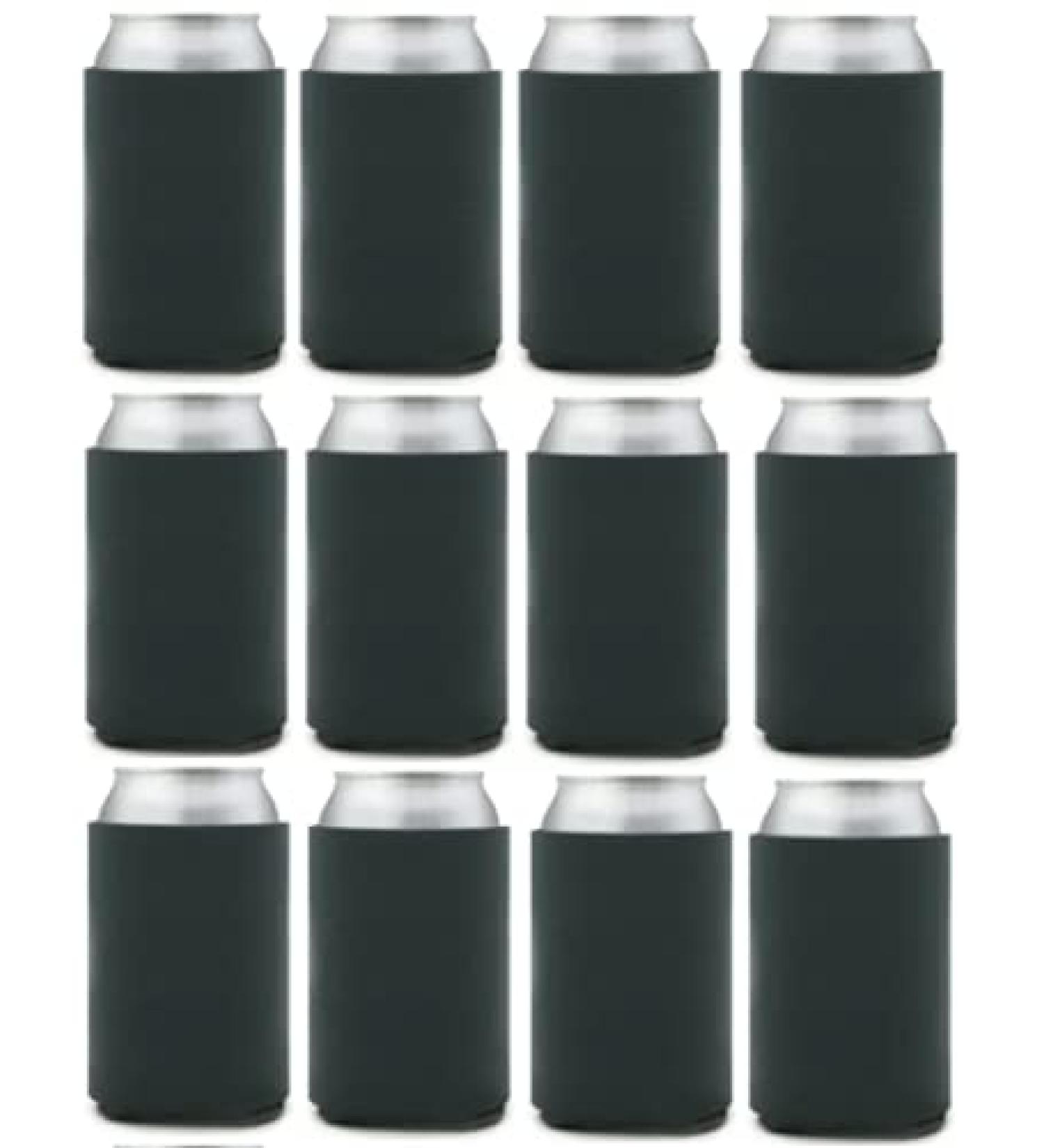 12 Pack Charcoal Can Cooler Sleeves - Blank Poly Foam Insulated Beverage Holders - Buy Online on GoSupps.com