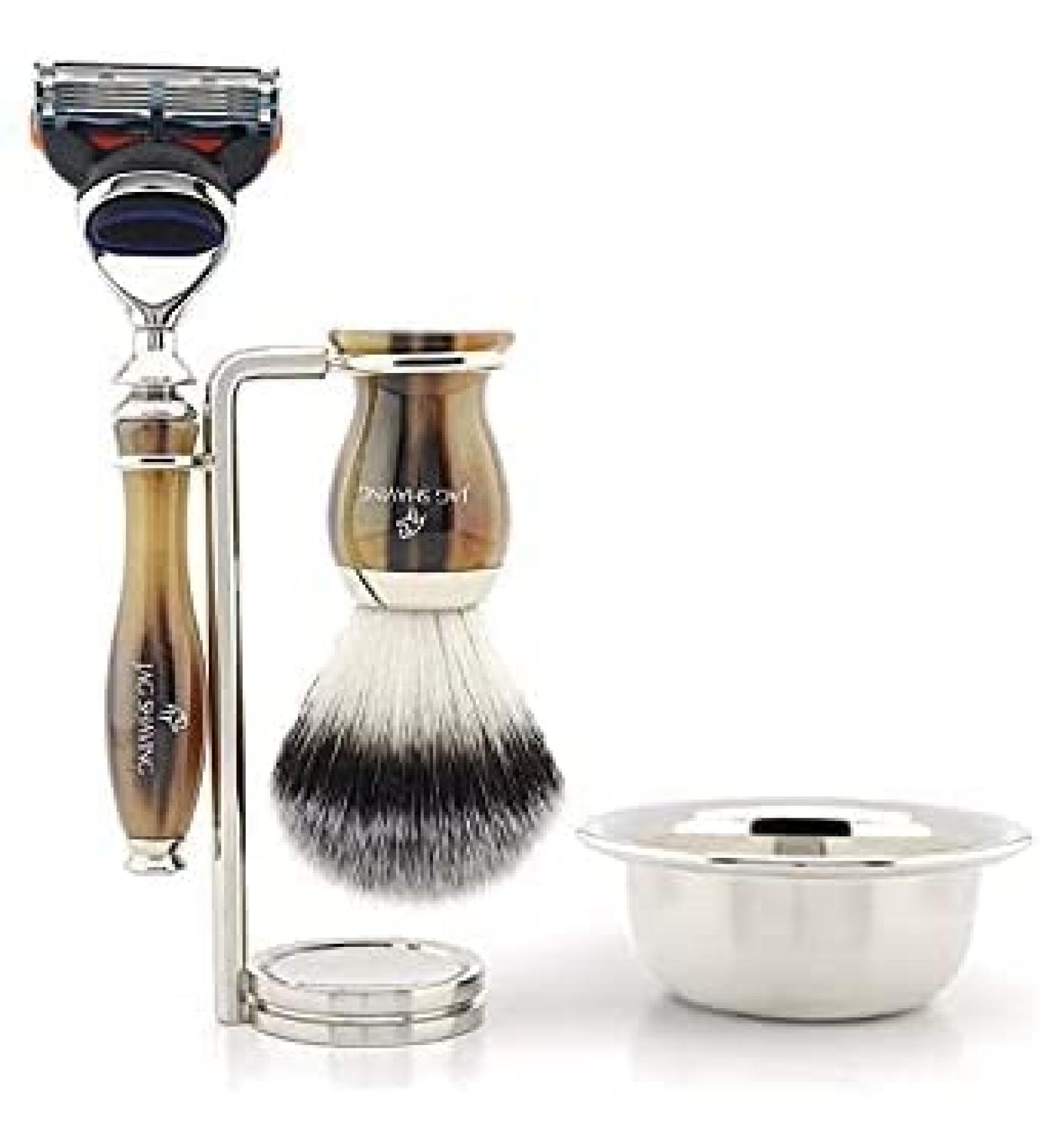 Shaving set classic hair removal tools for men: Shaving brush made of synthetic hair Shaving brush holder Bowl