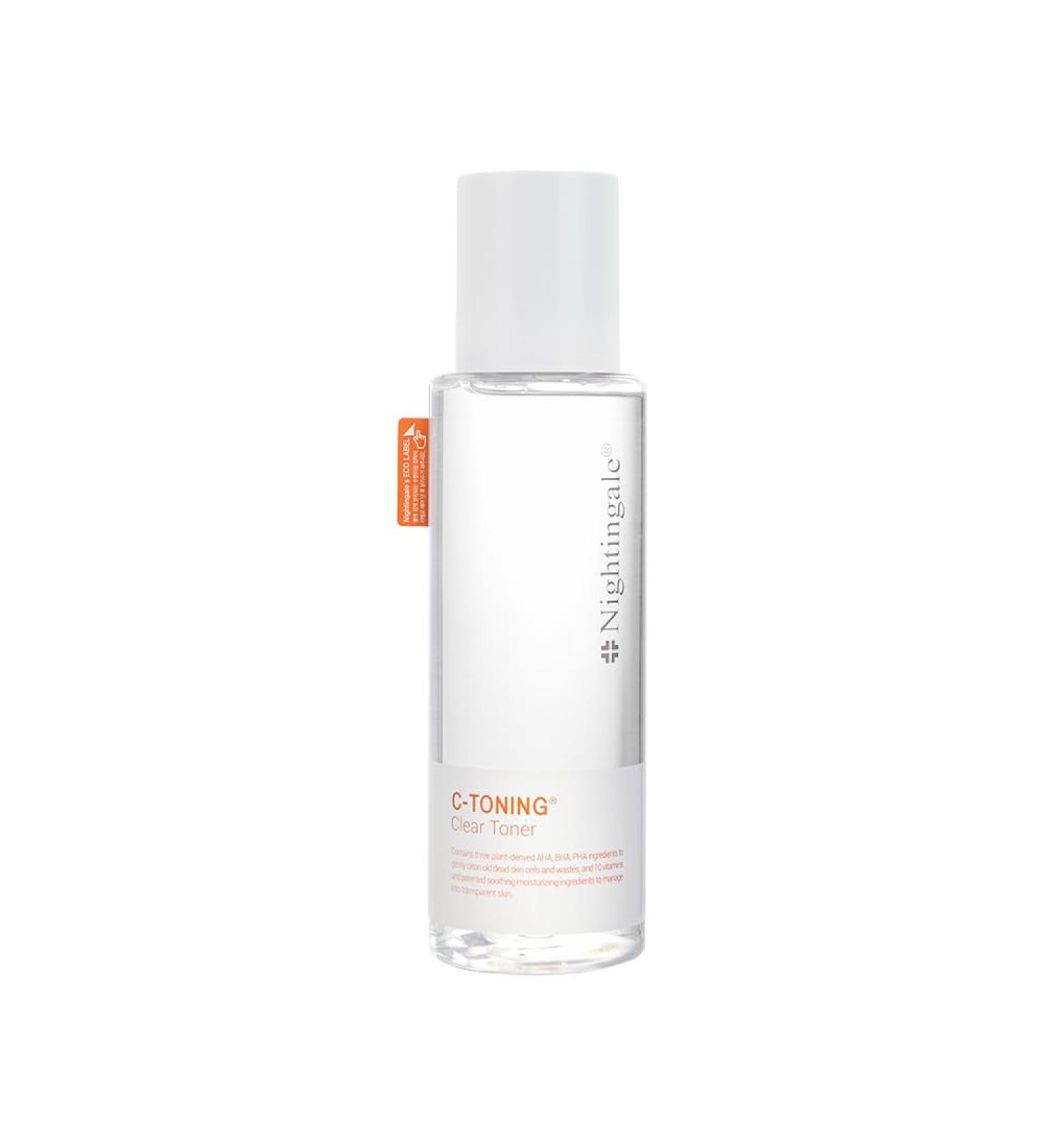 Nightingale C-Toning Clear Toner with Hyaluronic Acid & Vitamin Complex - AHA BHA PHA Niacinamide for Dull Skin - Moisturizing Brightening Hypoallergenic Korean Skin Care - Buy Online on GoSupps.com