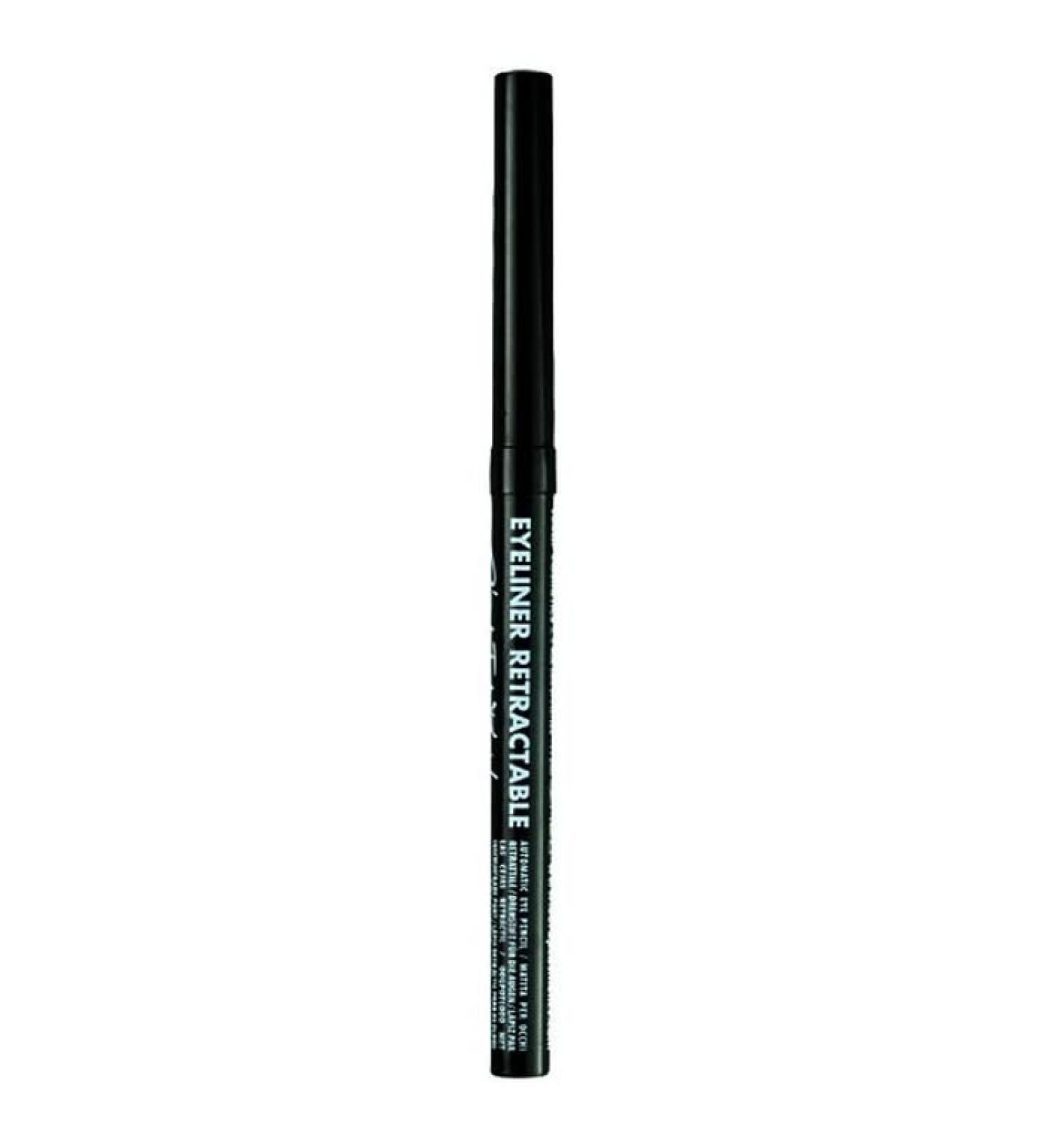 Retractable eye makeup pencil, black color, highlights the look