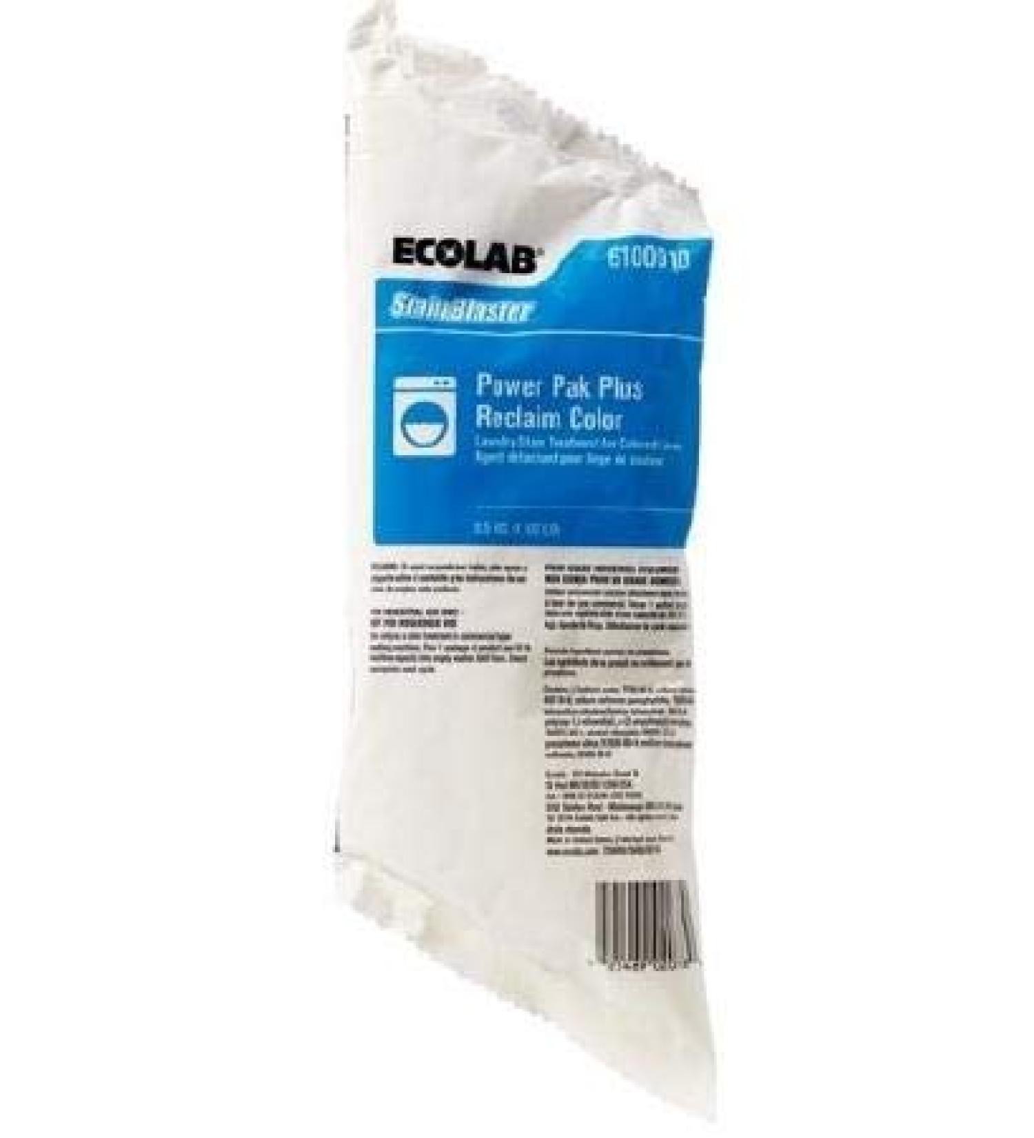 Ecolab 6100910 Stainblaster Power Pak Plus Reclaim Color Laundry Stain Treatment for Colored Linen Pack of 12