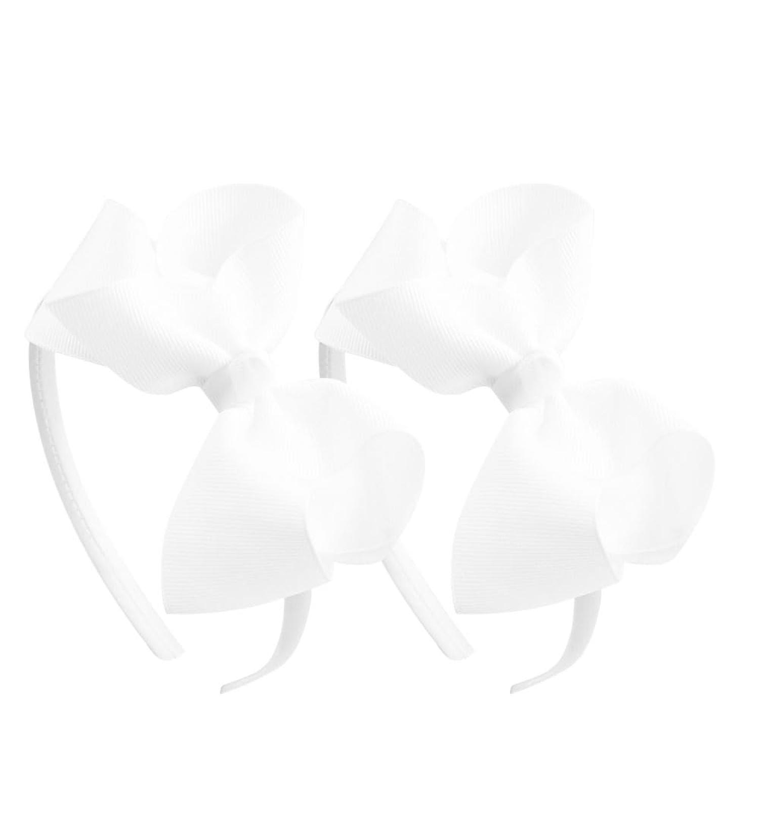 2 Pieces 4 Inch Bow Headband Grosgrain Ribbon Headbands With Bows For Girls (White) - Buy Online on GoSupps.com