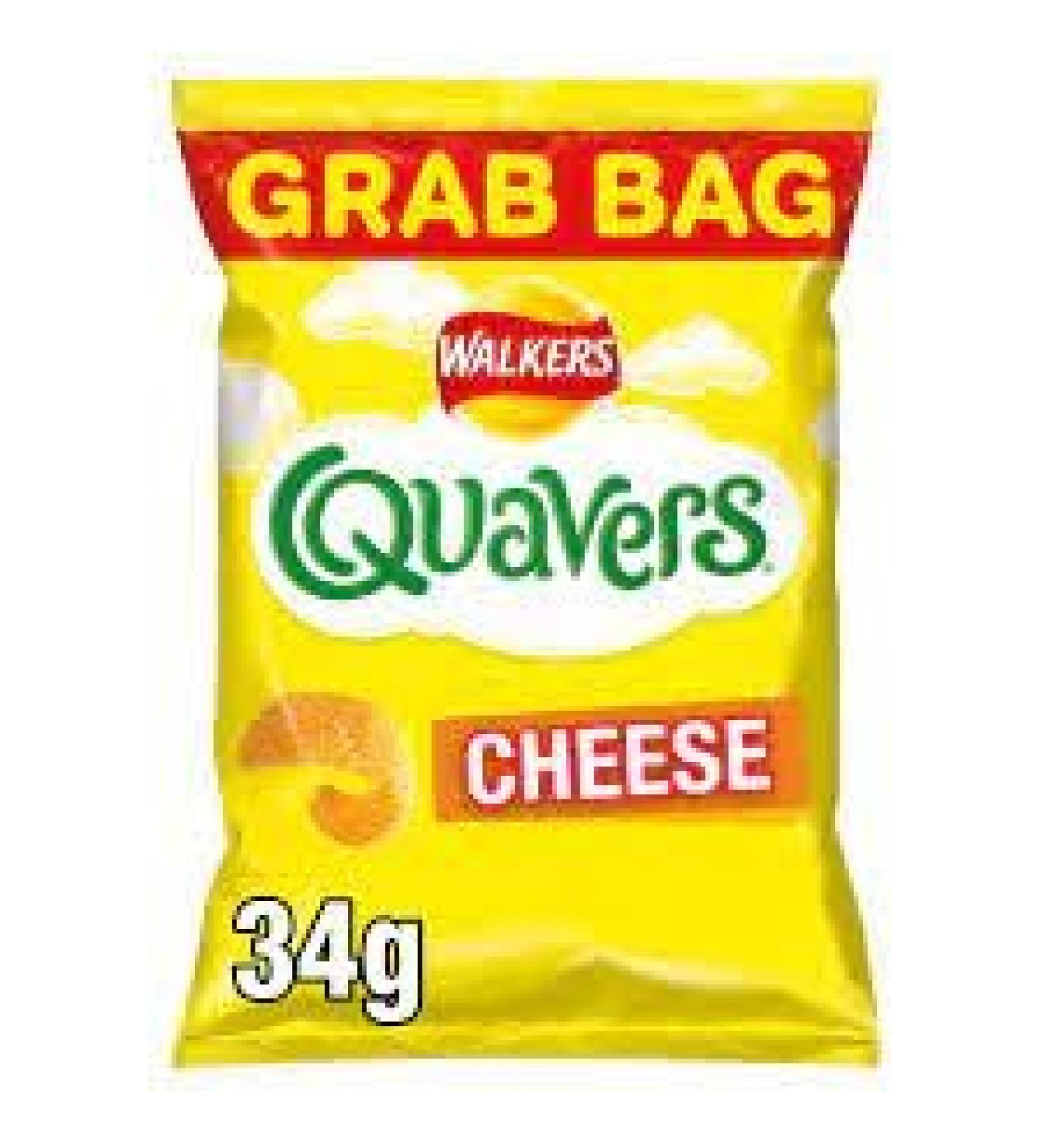 Walkers Quavers Light Curly Potato Snacks (Cheese Grab 30 x 34g) 32 count (Pack of 1)