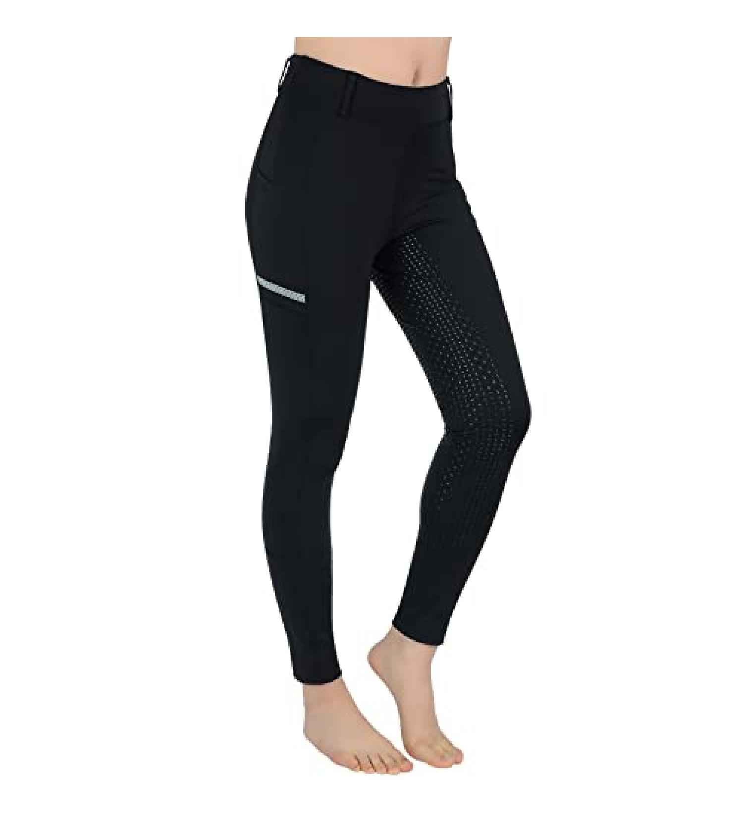 SPOEAR Girls' Full Seat Silicone Breeches - Black Large | Kids' Equestrian Riding Pants with Pockets - Buy Online on GoSupps.com