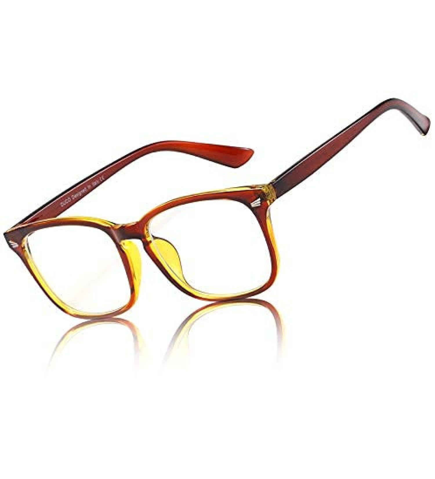 DUCO Blue Light Glasses for Men & Women - Non-Prescription Computer Eyewear for Teens - 5201 Brown Blue Ray Blocking - Buy Online on GoSupps.com