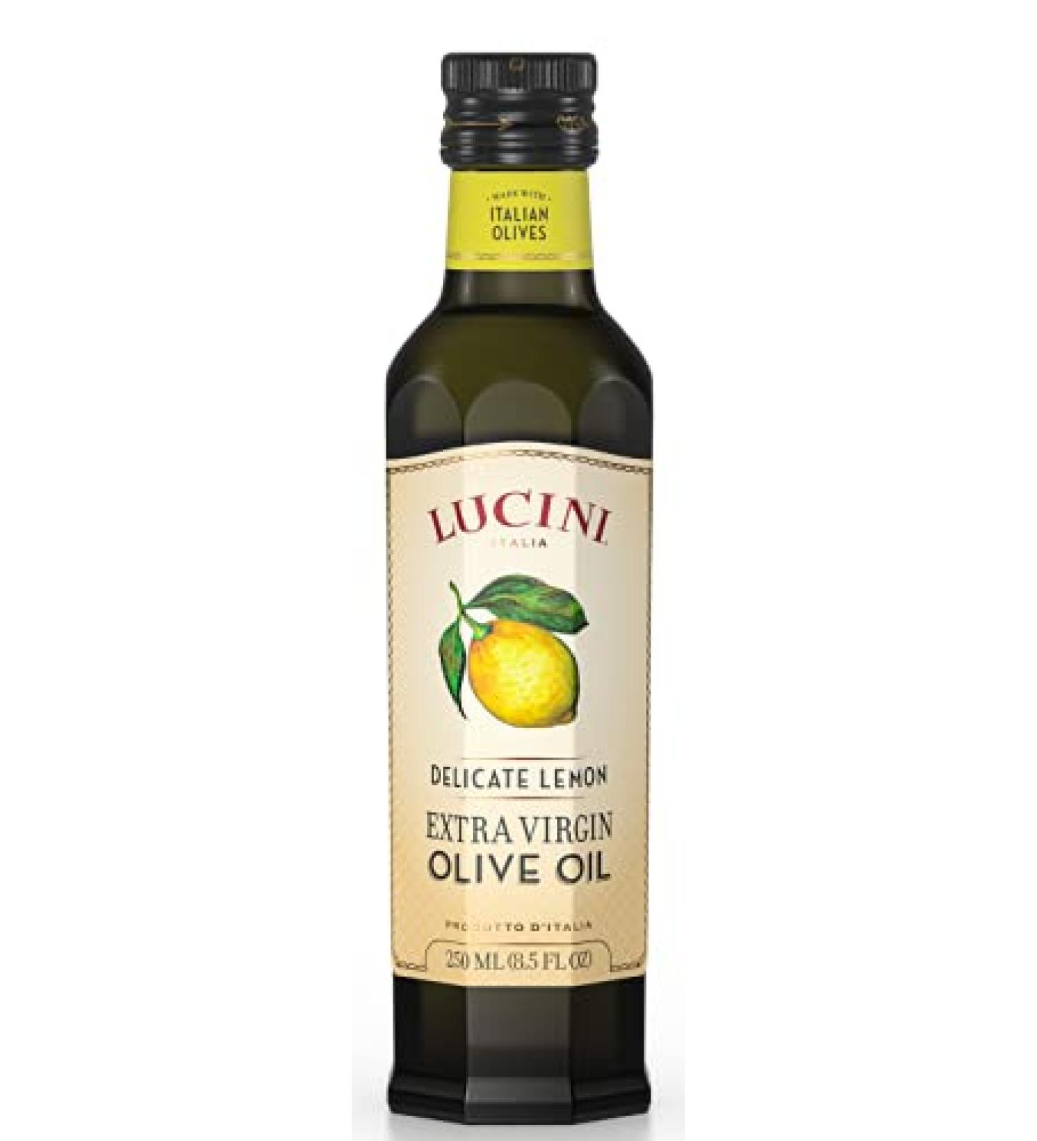 Lucini Italia Delicate Lemon Extra Virgin Olive Oil - 250mL Non-GMO, Whole30 Approved for Marinades & Grilling - Buy Online on GoSupps.com