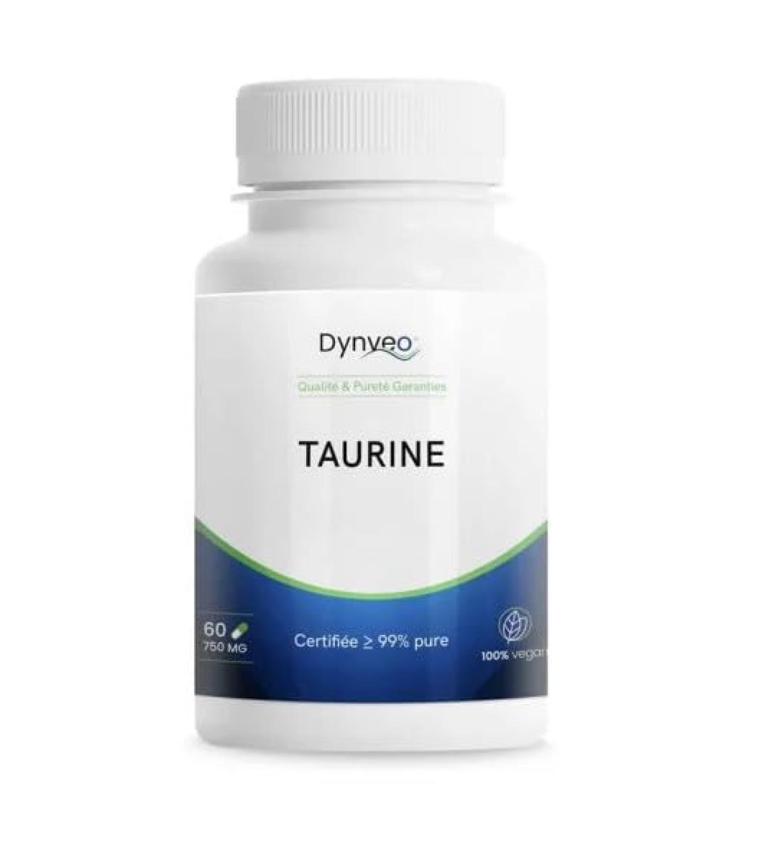 L-Taurine - 99% pure - Forme libre naturelle & stable - Acide amin Sport Performances - Haute assimilation - Vegan - Sans solvant additifs ou excipients - 60 g lules (1 mois) - Dynveo 1 unit (Lot de 1)