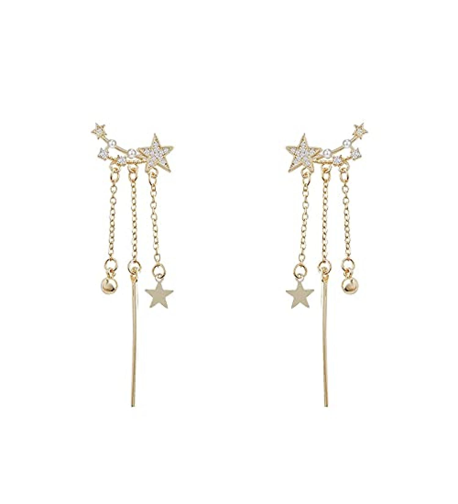 Earrings for Women Ladies Earrings Fashion Elegant Women's Tassel Pendant Star Earrings Pendant Earrings Party Banquet Jewelry Fashion Earrings Earrings for Women - Buy Online on GoSupps.com