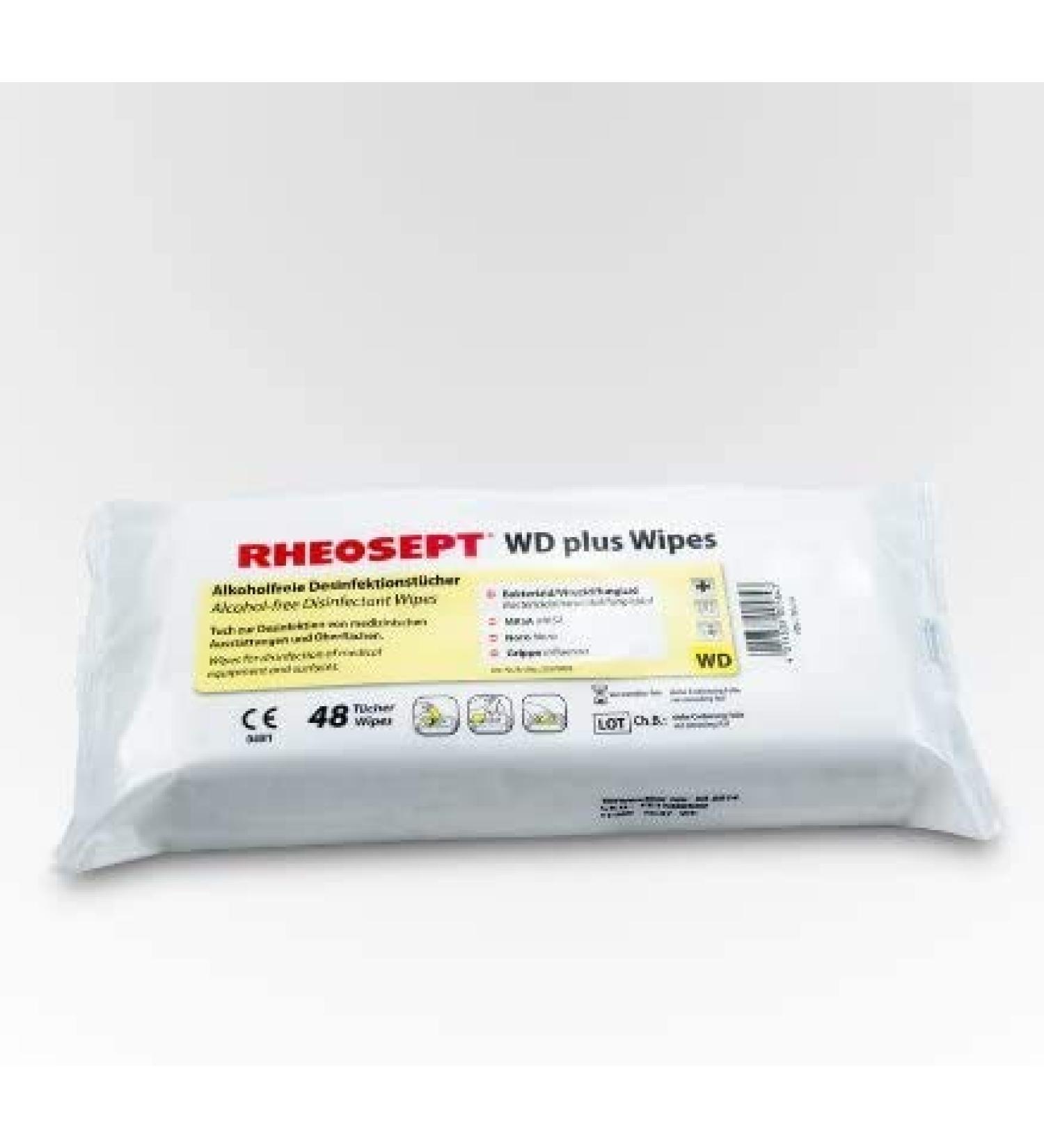 Rheosept Plus Virucid Surface Wipes Non-Alcoholic Disinfectant for Hands & Surfaces 48 Wet Wipes in Eco-Friendly Recurrent Packaging - Fast International Shipping - Buy Online on GoSupps.com