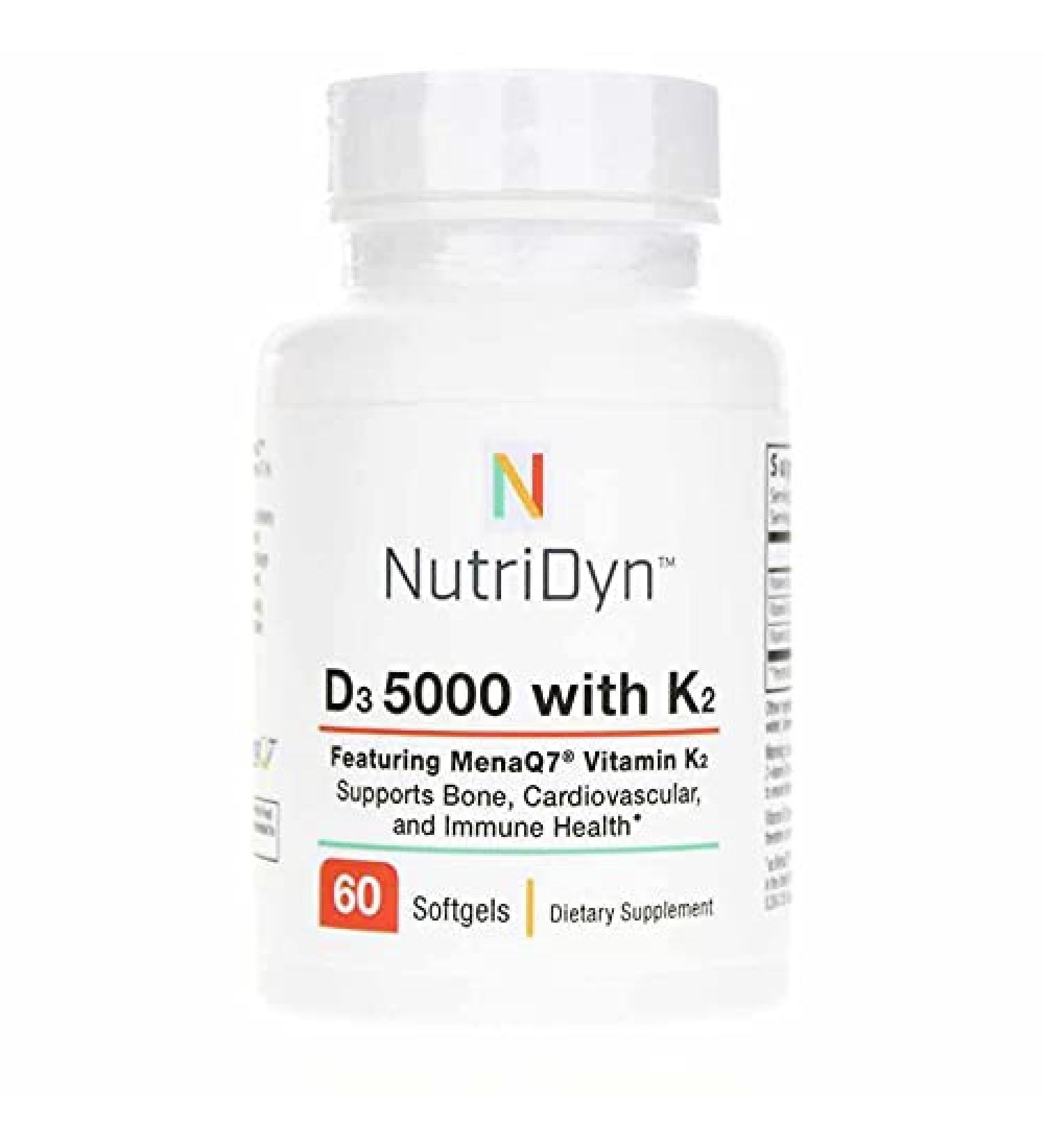 D3 5000 with K2 60 Softgels Nutri-Dyn | Powerful Vitamin D and K2 Supplement - Buy Online on GoSupps.com