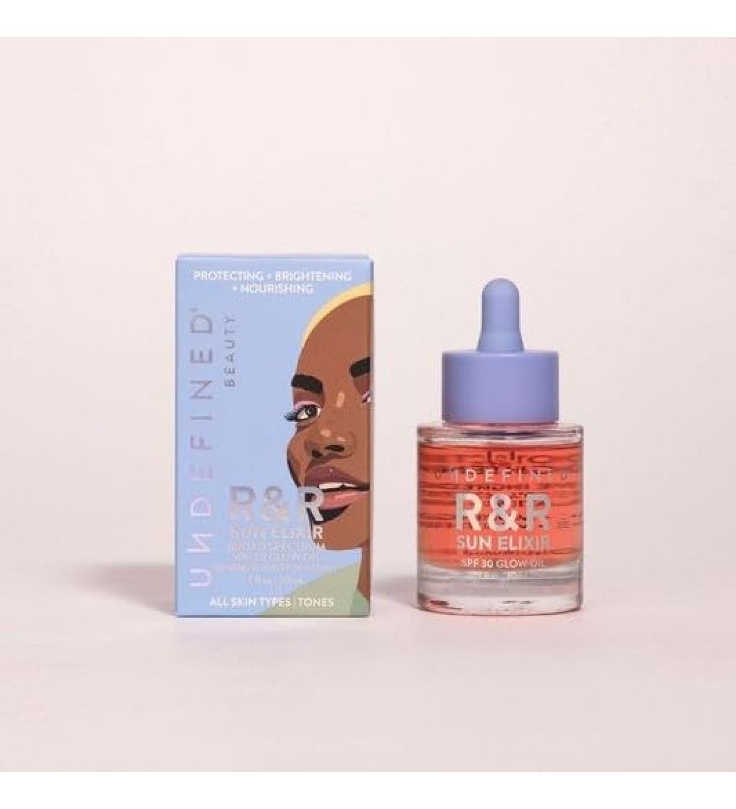 Undefined Beauty R&R Sun Elixir SPF 30 - Glow Oil with Vitamin C & Amla for Face Hair & Body Nourishment - Buy Online on GoSupps.com