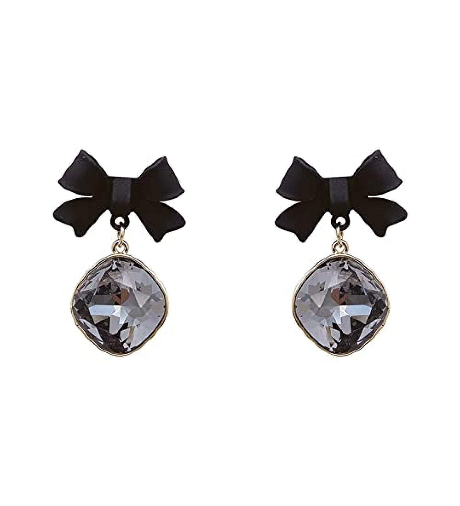 Earrings for Women Ladies Earrings Ladies Elegant Earrings Black Bowknot Square Pendant Earrings Christmas Party Banquet Earrings Jewelry Fashion Earrings Earrings for Women - Buy Online on GoSupps.com