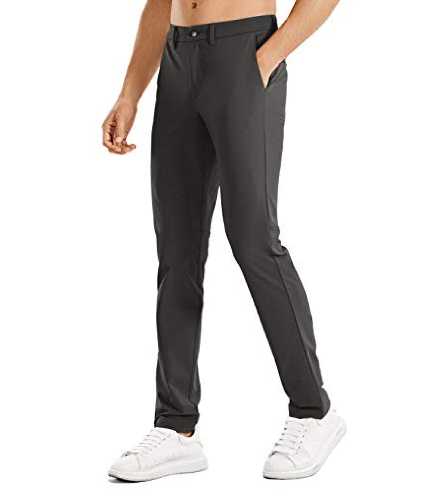 CRZ YOGA Men's Stretch Golf Pants - Slim Fit Waterproof Outdoor Work Pant with Pockets - 34W x 33L Ink Gray - Buy Online on GoSupps.com