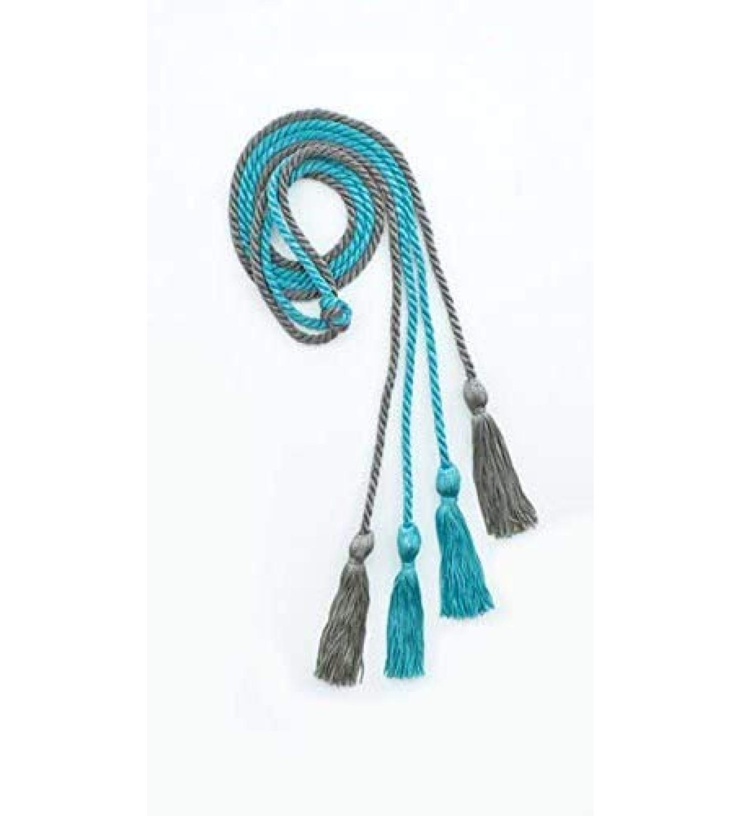 QUNCI Graduation Honor Cords - Gray and Peacock Blue Pack 5