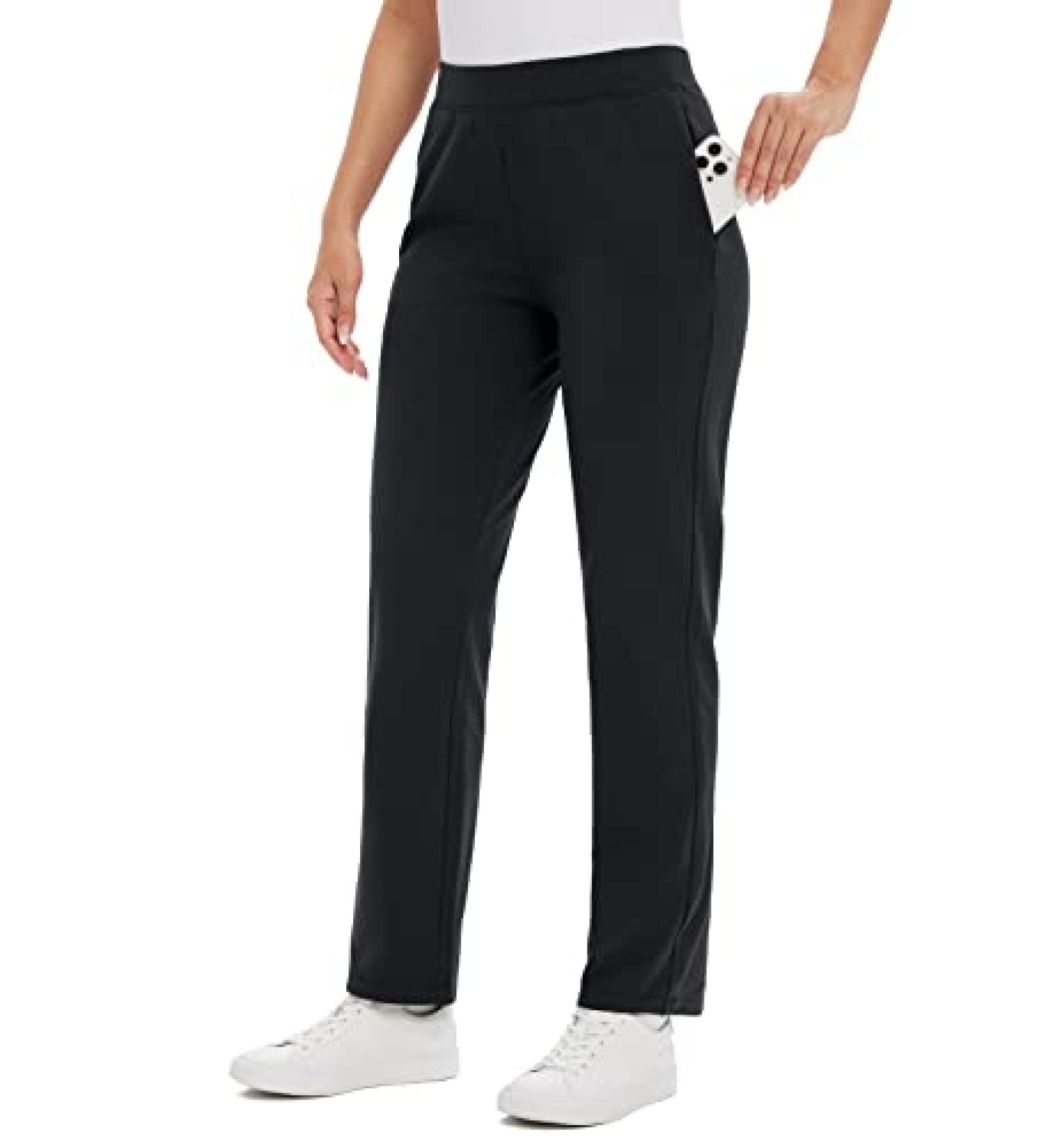 BALEAF Women's Fleece Lined Straight Leg Sweatpants with Zipper Pockets - Black Large - Buy Online on GoSupps.com