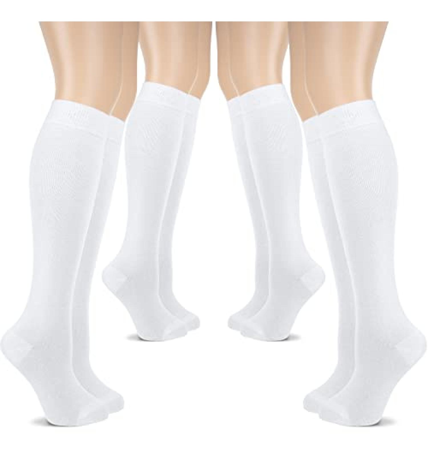 Hugh Ugoli Women Cotton Knee High Socks 4-Pack | Soft & Lightweight | Shoe Size 8-11 White - Buy Online on GoSupps.com