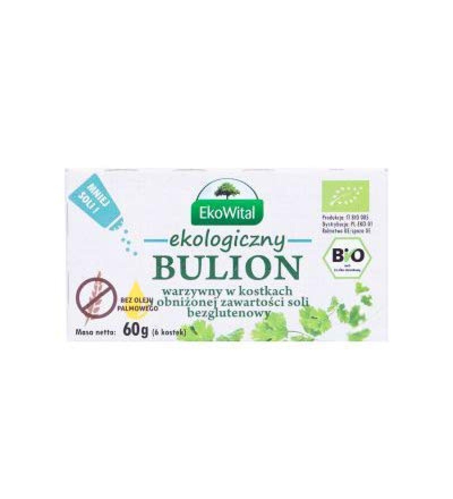 EKOWITAL Organic vegetable stock cubes (reduced salt content palm oil free gluten free) 60g