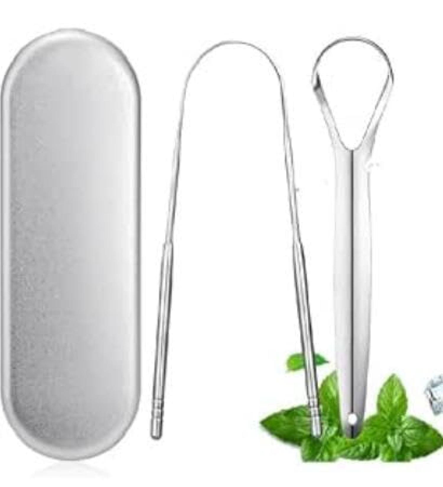 Stainless Steel Tongue Scraper & Cleaner - 2 Pack | Fresh Breath & Oral Hygiene | Metal Storage Case - Buy Online on GoSupps.com
