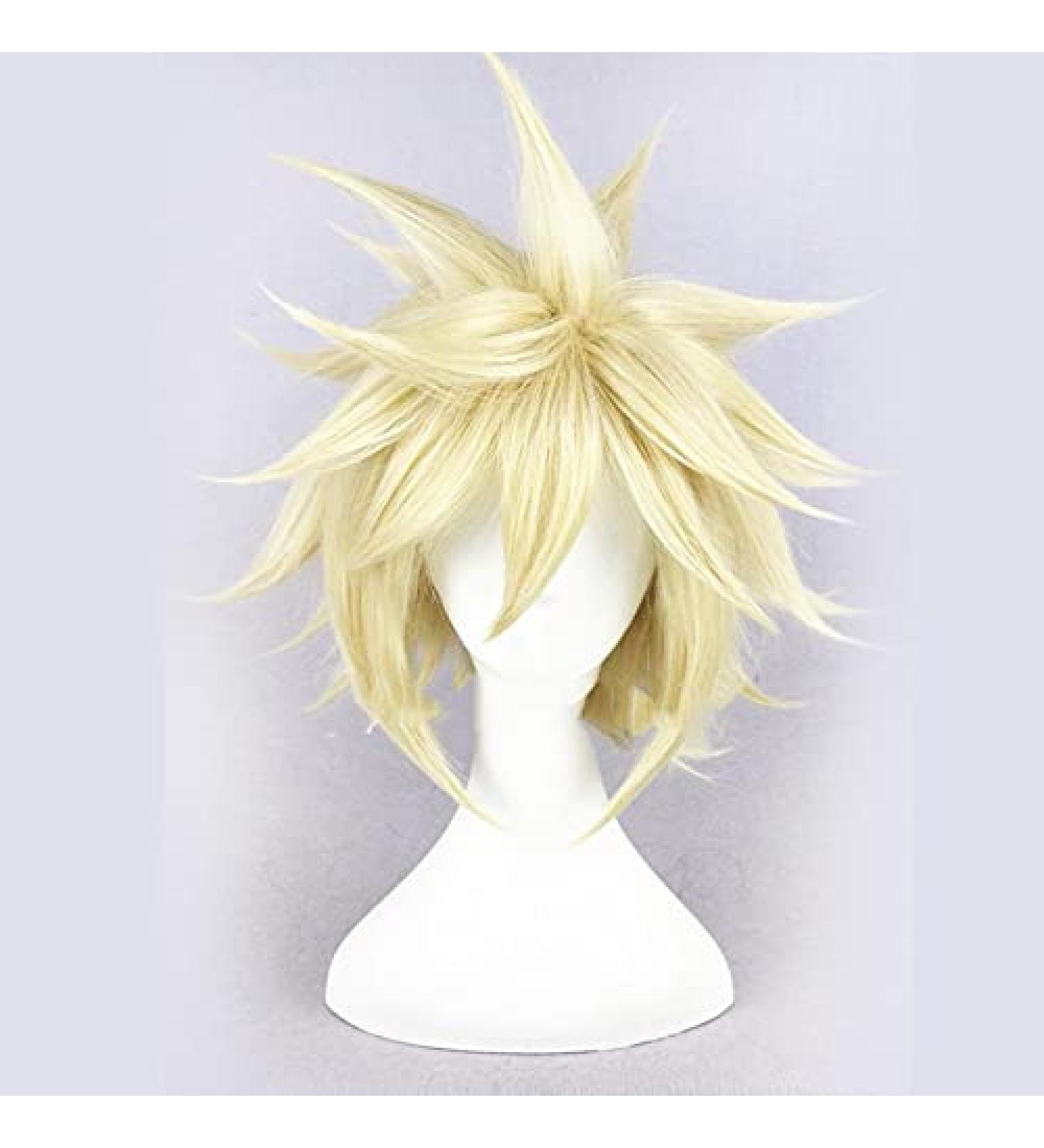 Vii Cloud Strife Cosplay Wig - Short Blonde Fluffy Layered Synthetic Hair for FF7 + Free Wig Cap - International Shipping - Buy Online on GoSupps.com