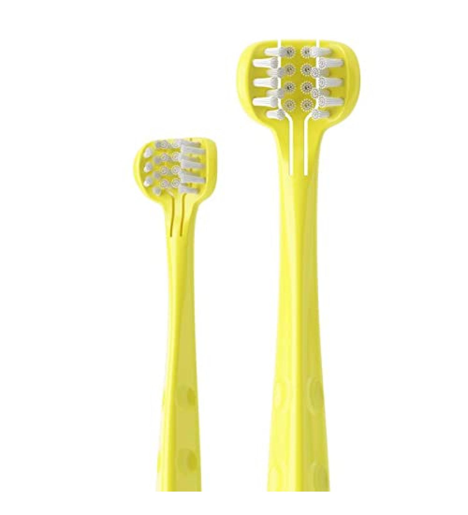 Babyease Kids 3 Sided Toddler Toothbrush - Soft Wrap-Around Baby Toothbrush 12 Months+ - Yellow - Buy Online on GoSupps.com