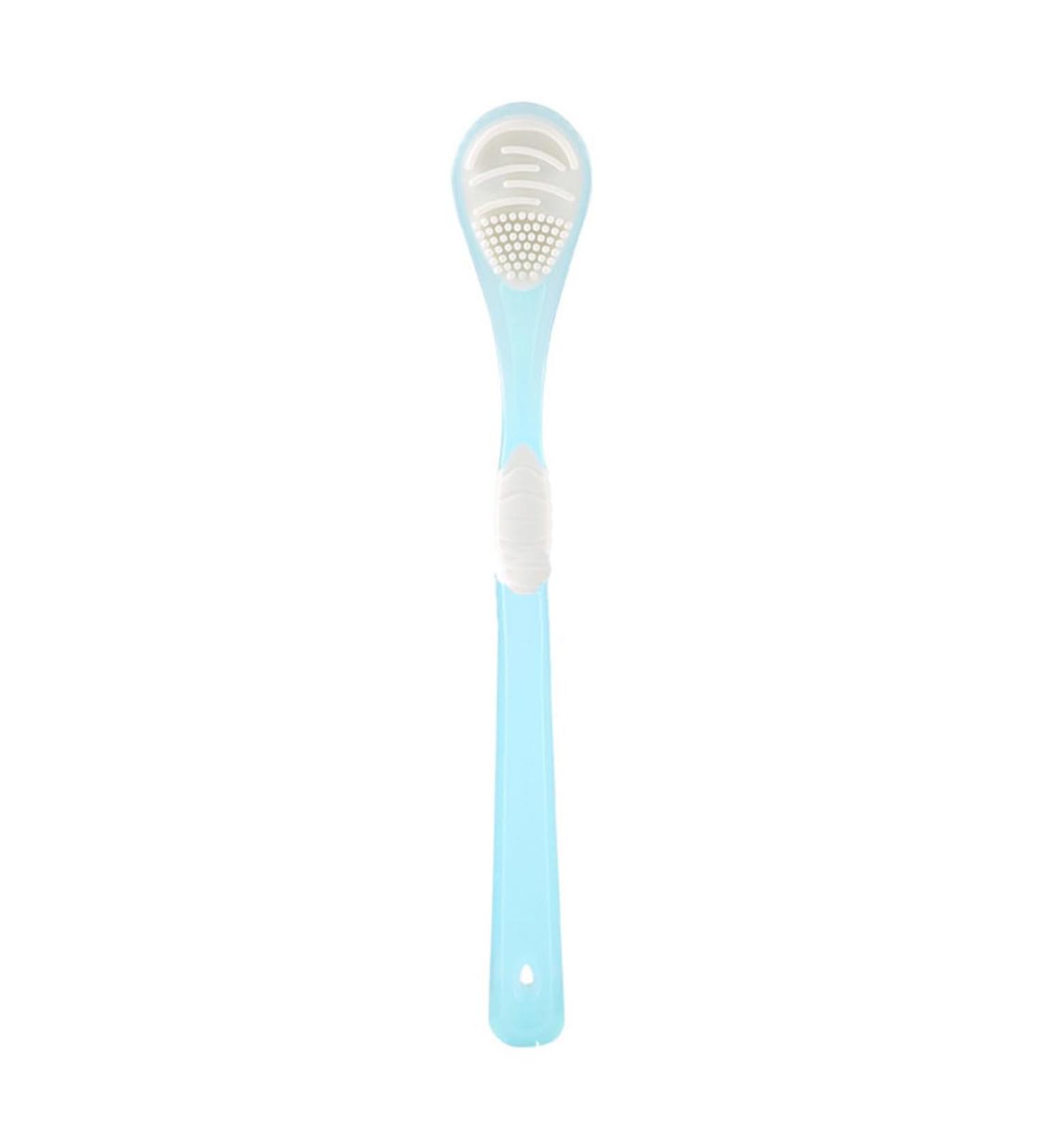 Premium Tongue Cleaner Brush - Silicone Tongue Scraper & Toothbrush for Effective Oral Care - Blue - Buy Online on GoSupps.com