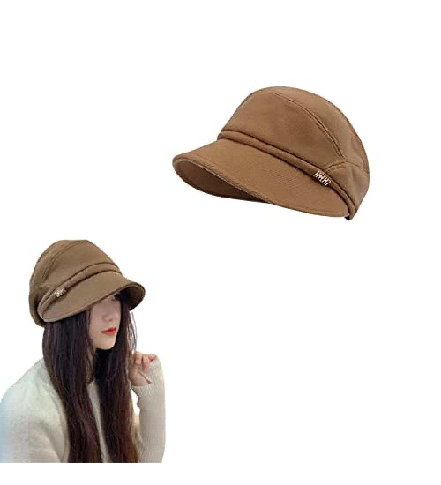 2023 Women's Vintage Tweed Newsboy Cabbie Cap in Dark Brown - Fashion Beret Hat - Buy Online on GoSupps.com