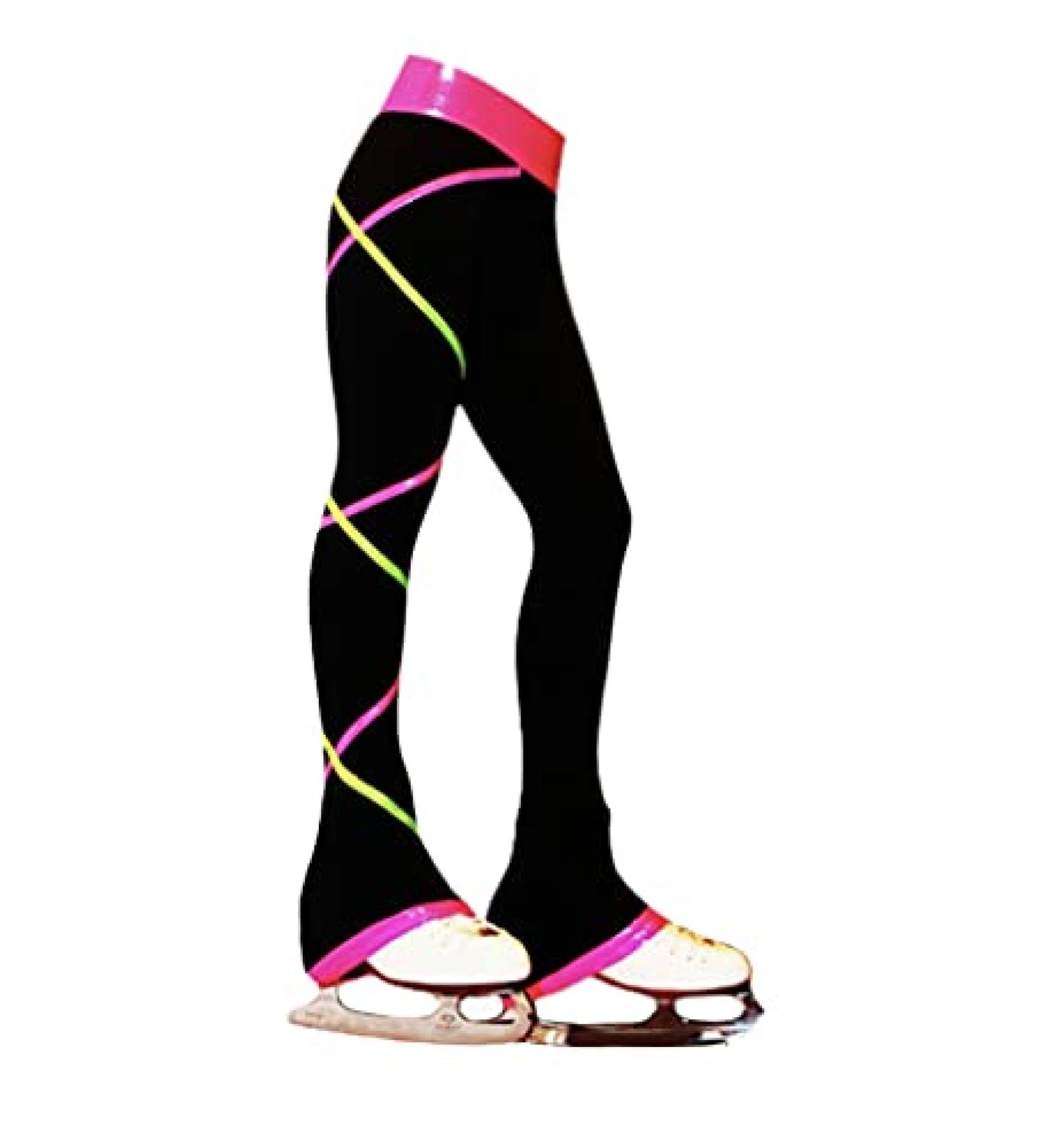 Ice Fire Figure Skating Criss Cross Pants - Pink/Lime Modern/Fitted X-Small