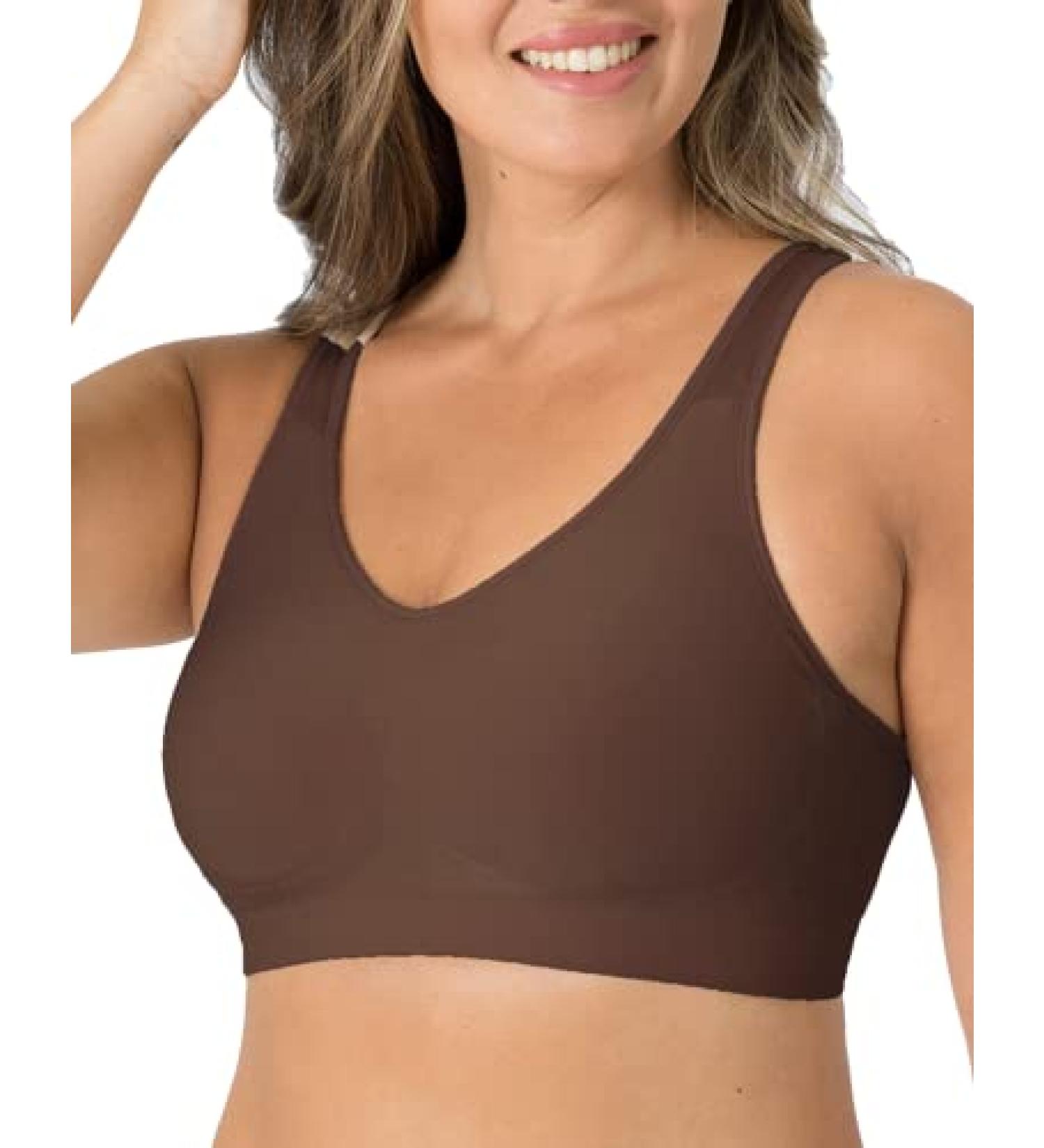 Shapermint Compression Wirefree High Support Bra | Plus Size, Back Support | Chocolate - Large - Buy Online on GoSupps.com