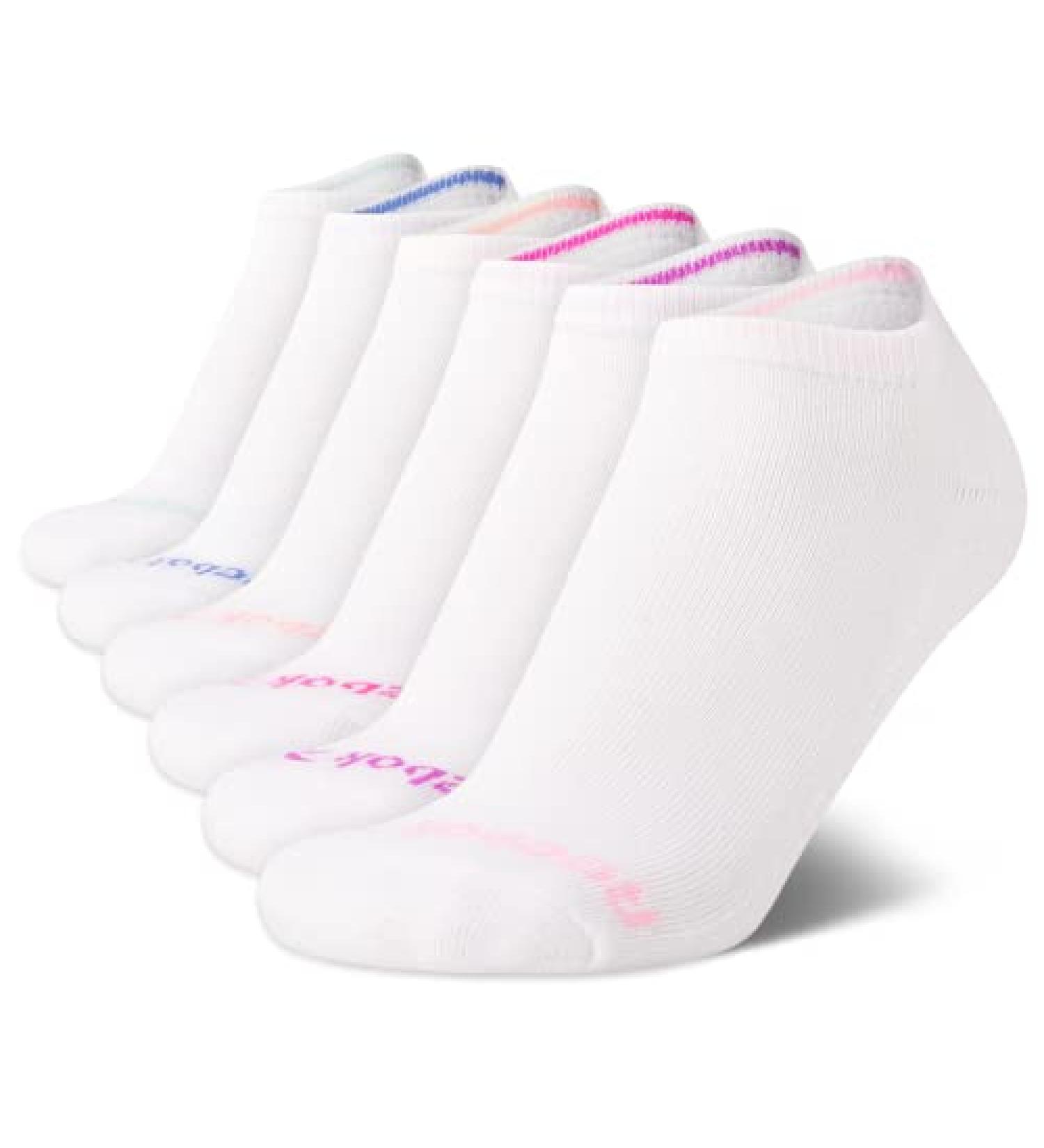 Reebok Girls' Cushioned Comfort Athletic No-Show Socks (6 Pack) - White, Medium - Buy Online on GoSupps.com