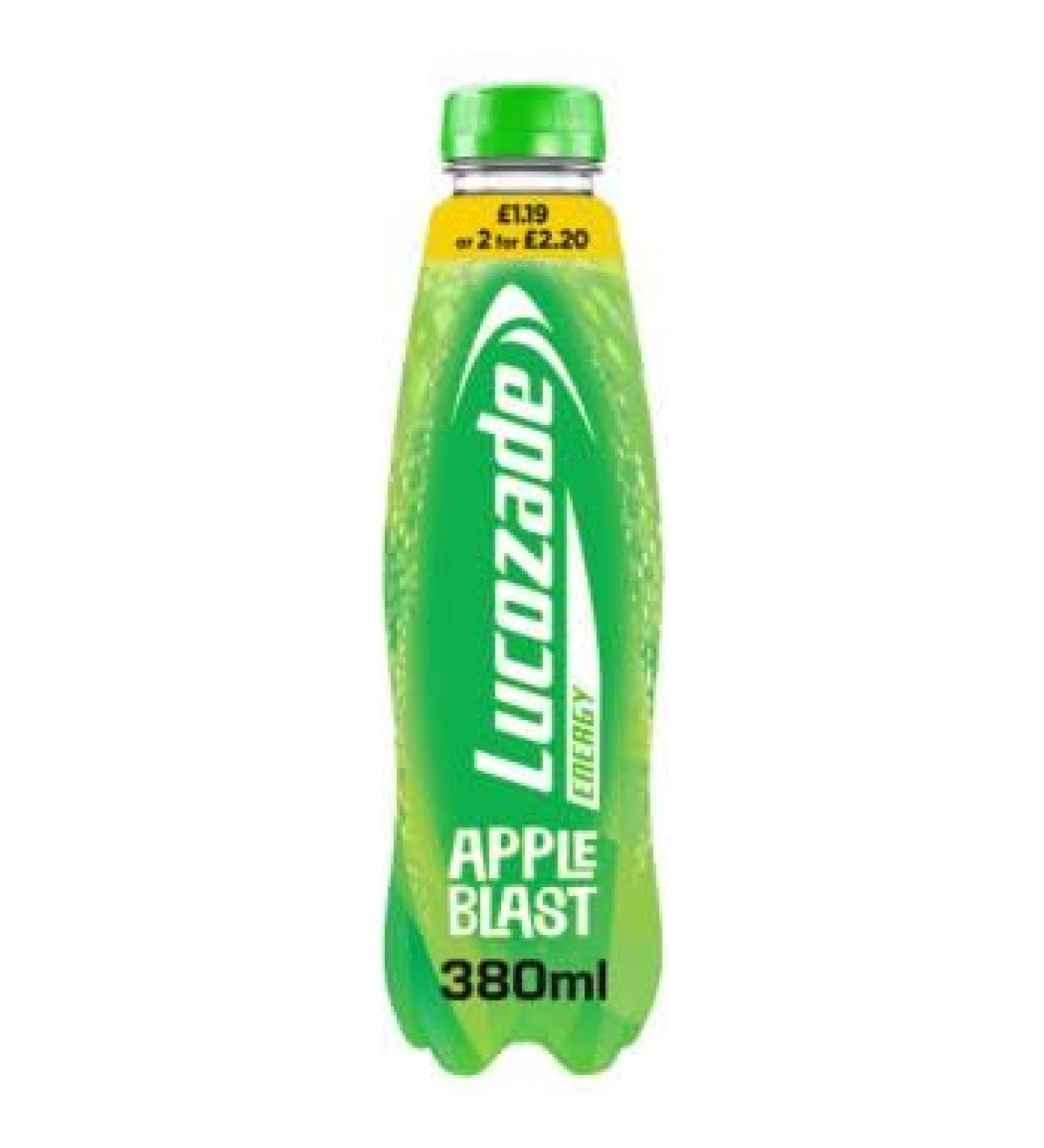 Lucozade Energy 24 x 380ml Bottles Sparkling Energy Drink (24 x 380ml Apple Blast) Apple Blast 24 x 380ml