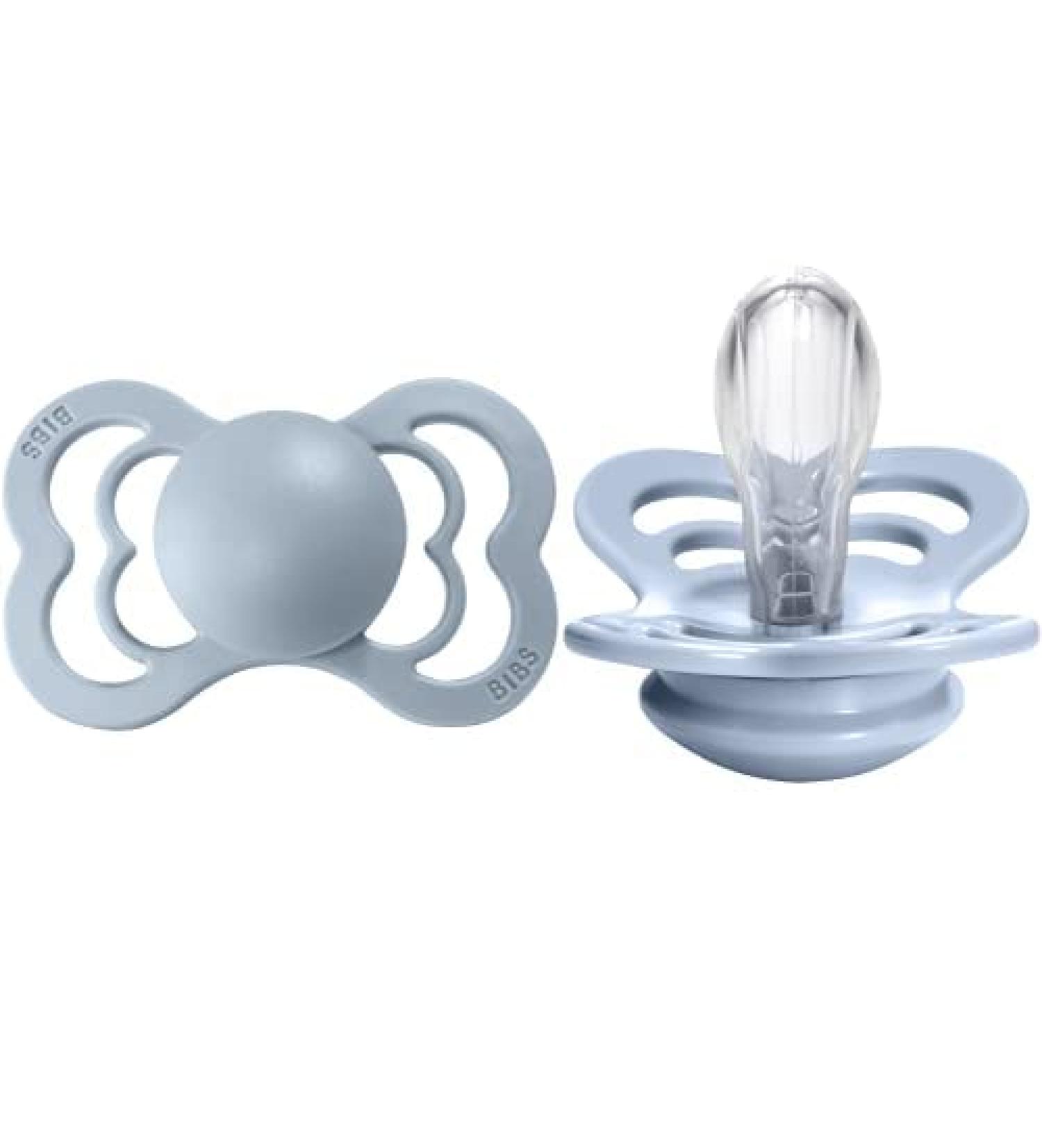 BIBS Pacifiers - Supreme Collection | BPA-Free Baby Pacifier | Made in Denmark | Set of 2 Baby Blue | Size 6-18 Months - Buy Online on GoSupps.com