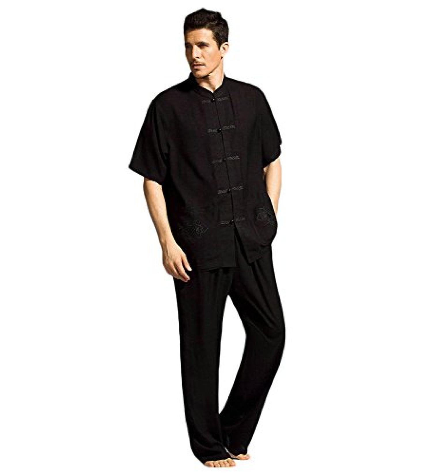 ZooBoo Men's Short Sleeved Kung Fu Uniform Tang Suit - Black, 3X-Large - Buy Online on GoSupps.com