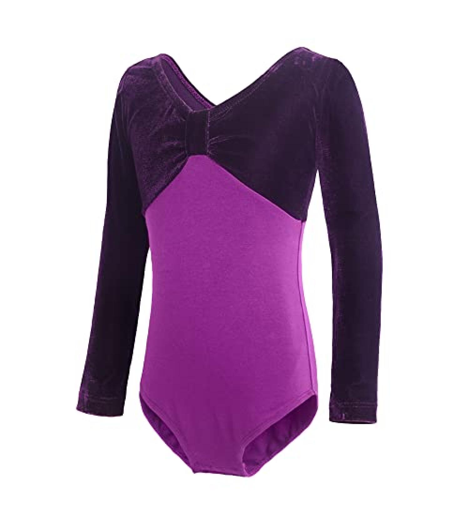 Libaobaoyo Long Sleeve Velvet Ballet Leotard for Girls - 4-5 Years (Purple) - Buy Online on GoSupps.com