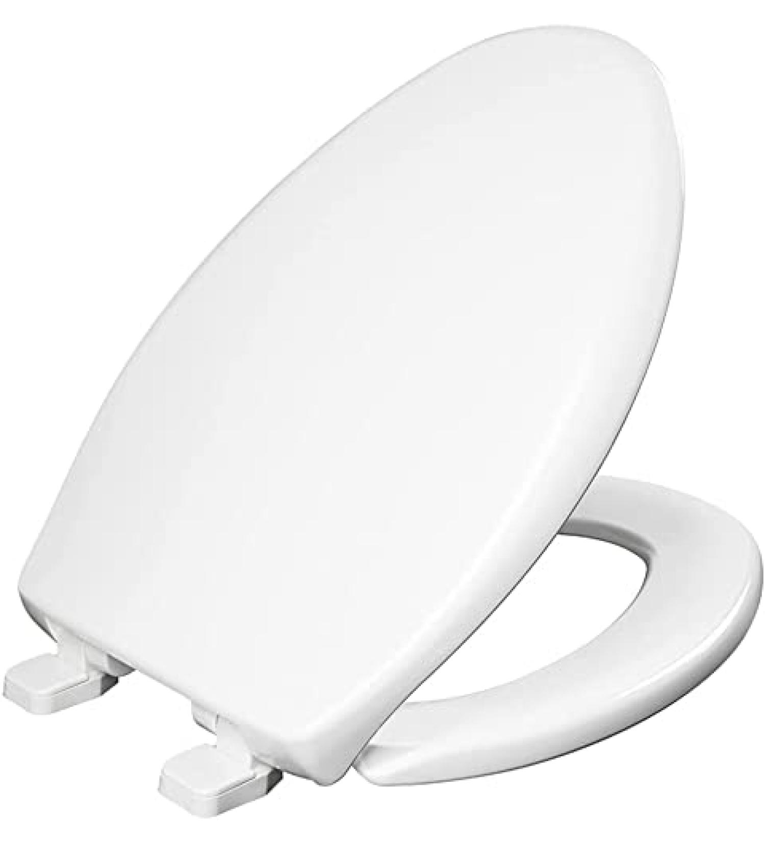 MAYFAIR 18100SL 000 Collins Slow Close Plastic Toilet Seat that will Never Loosen, with Super Grip Bumpers, ELONGATED, Long Lasting Solid Plastic, White Elongated Toilet Seat