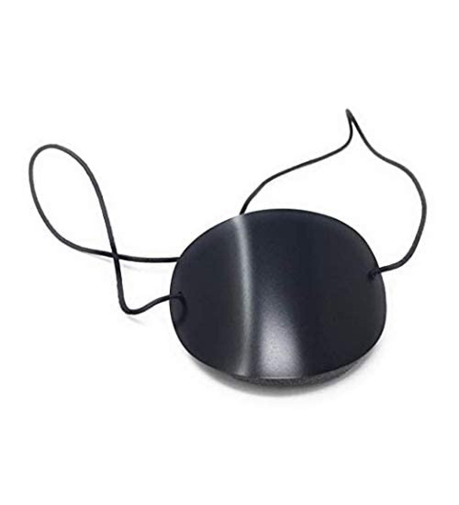 Black Vinyl Eye Patch with Elastic Band - Large Semi-Rigid & Reusable for Comfort | International Shipping Available - Buy Online on GoSupps.com