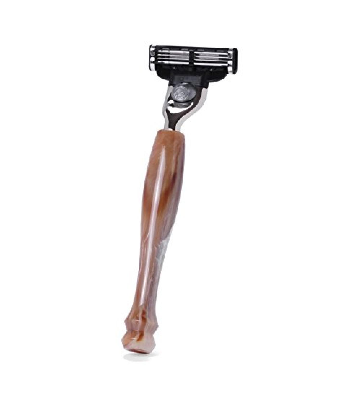 Hans Baier wet razor Gillette Mach3 - handle imitation horn