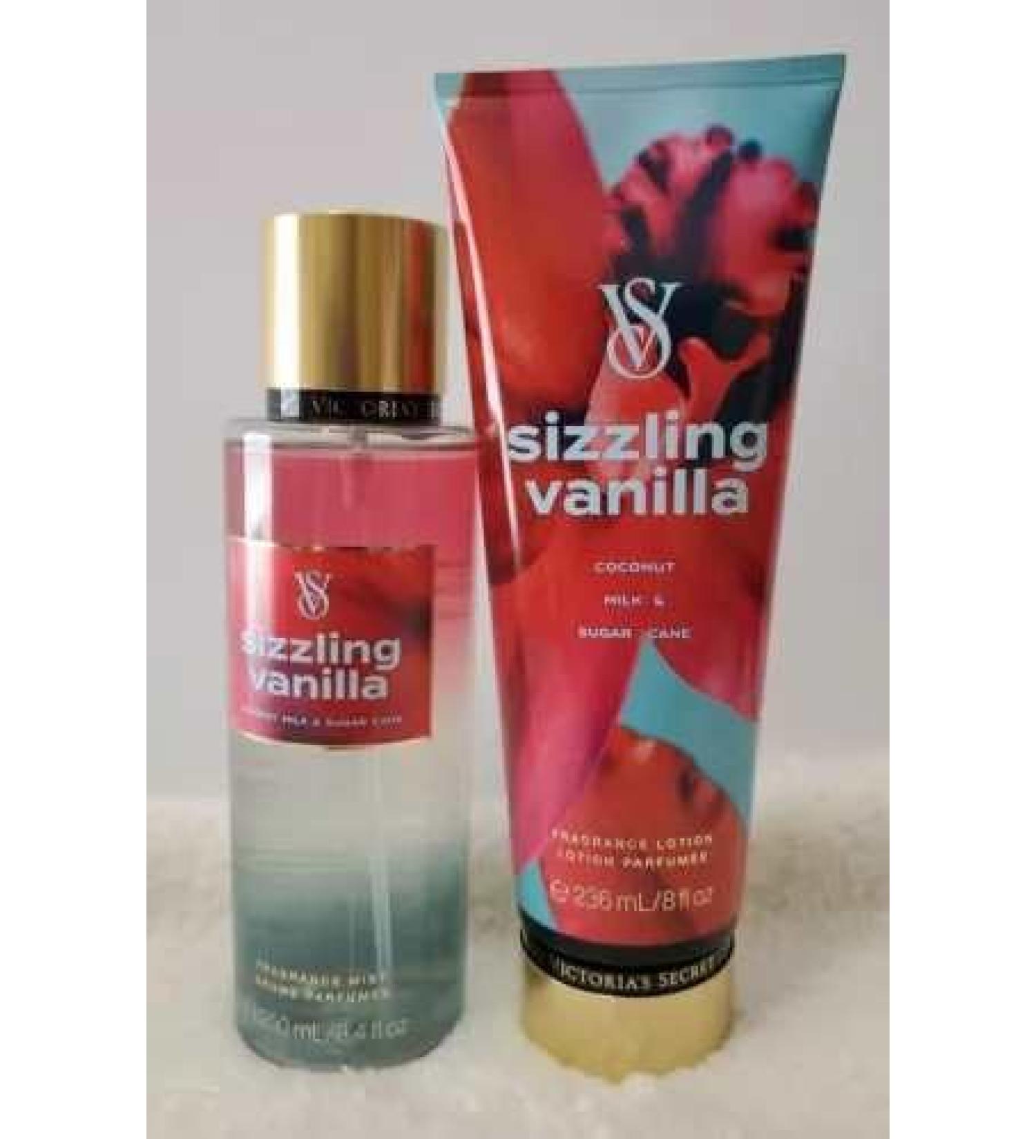 2 VS fragrance lotion 8 fl oz & perfume mist 8.4 fl oz bundle set (Sizzling Vanilla)
